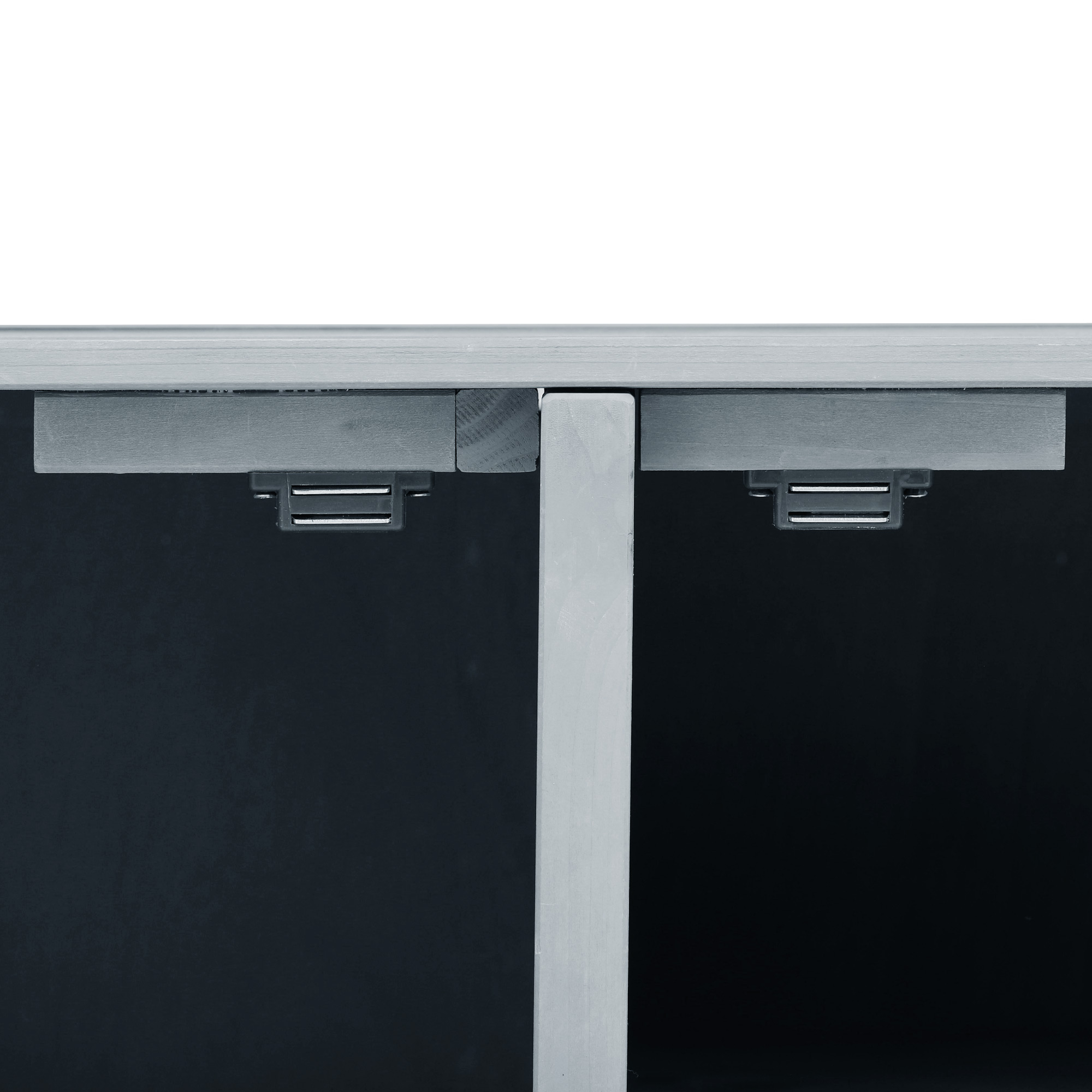 K&K 53.3" Outdoor Kitchen Island with Raised Shelf, Solid Wood Storage Cabinet with Stainless Steel Top, Outdoor Rolling Grill Cart with Internal Storage Rack, Adjustable Shelf, Spice Rack, Grey Blue - Image 3