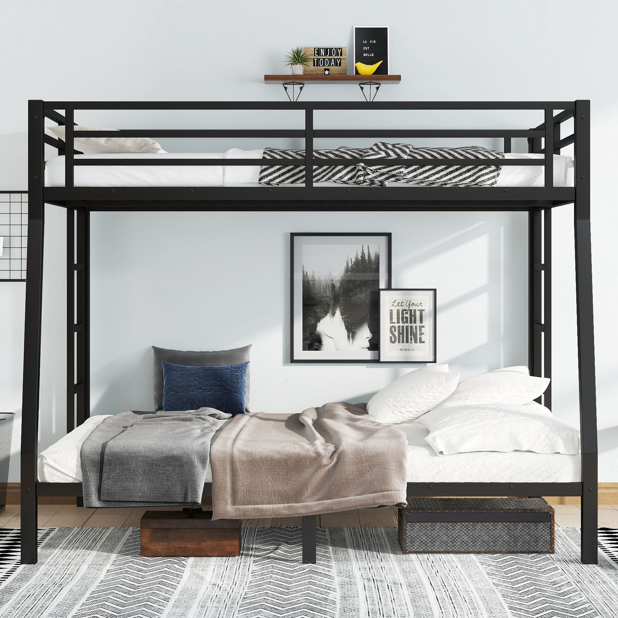 Metal Full XL over Queen Bunk Bed for Teens and Adults,Space-Saving/Noise Reduced/No Box Spring Needed - Image 2
