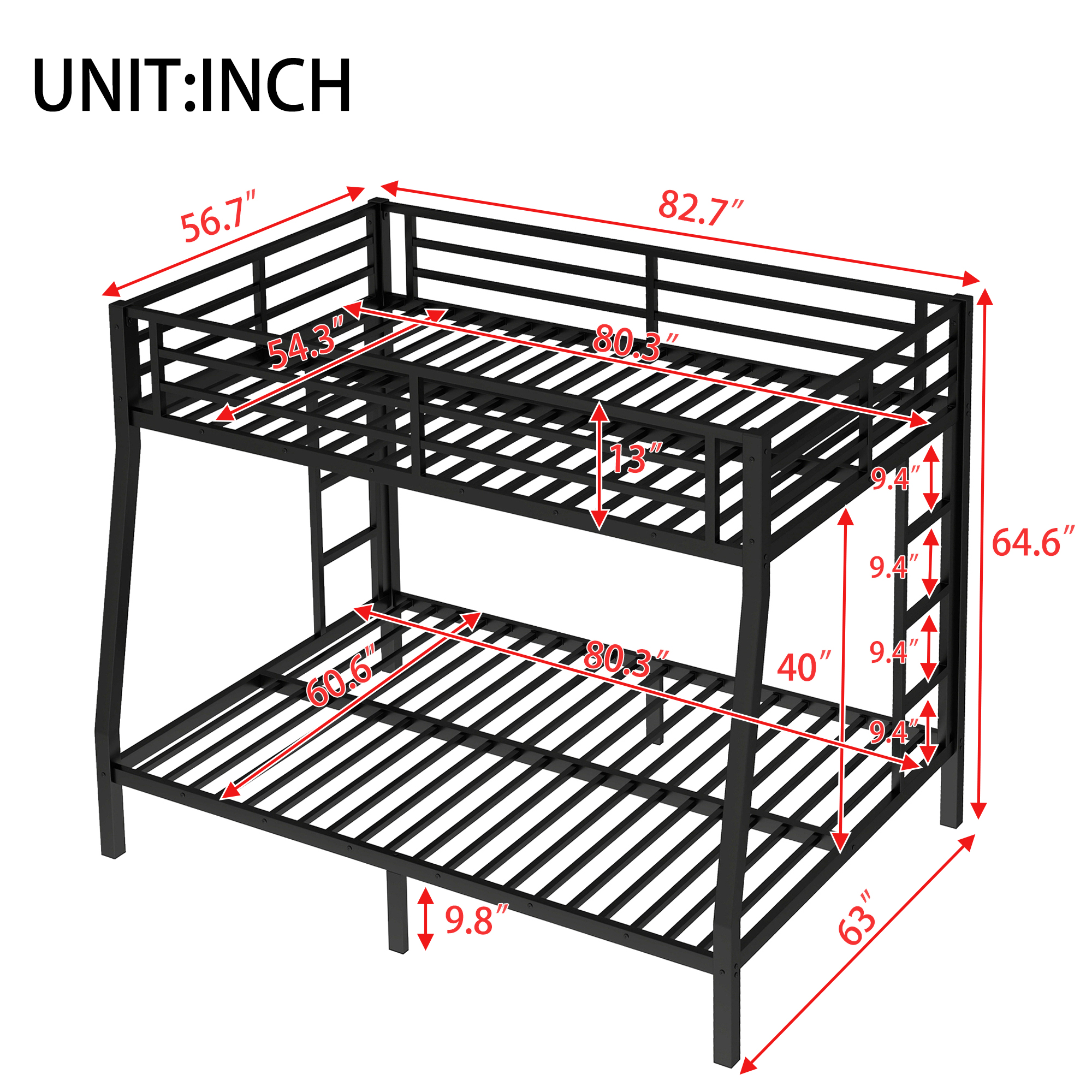 Metal Full XL over Queen Bunk Bed for Teens and Adults,Space-Saving/Noise Reduced/No Box Spring Needed - Image 4