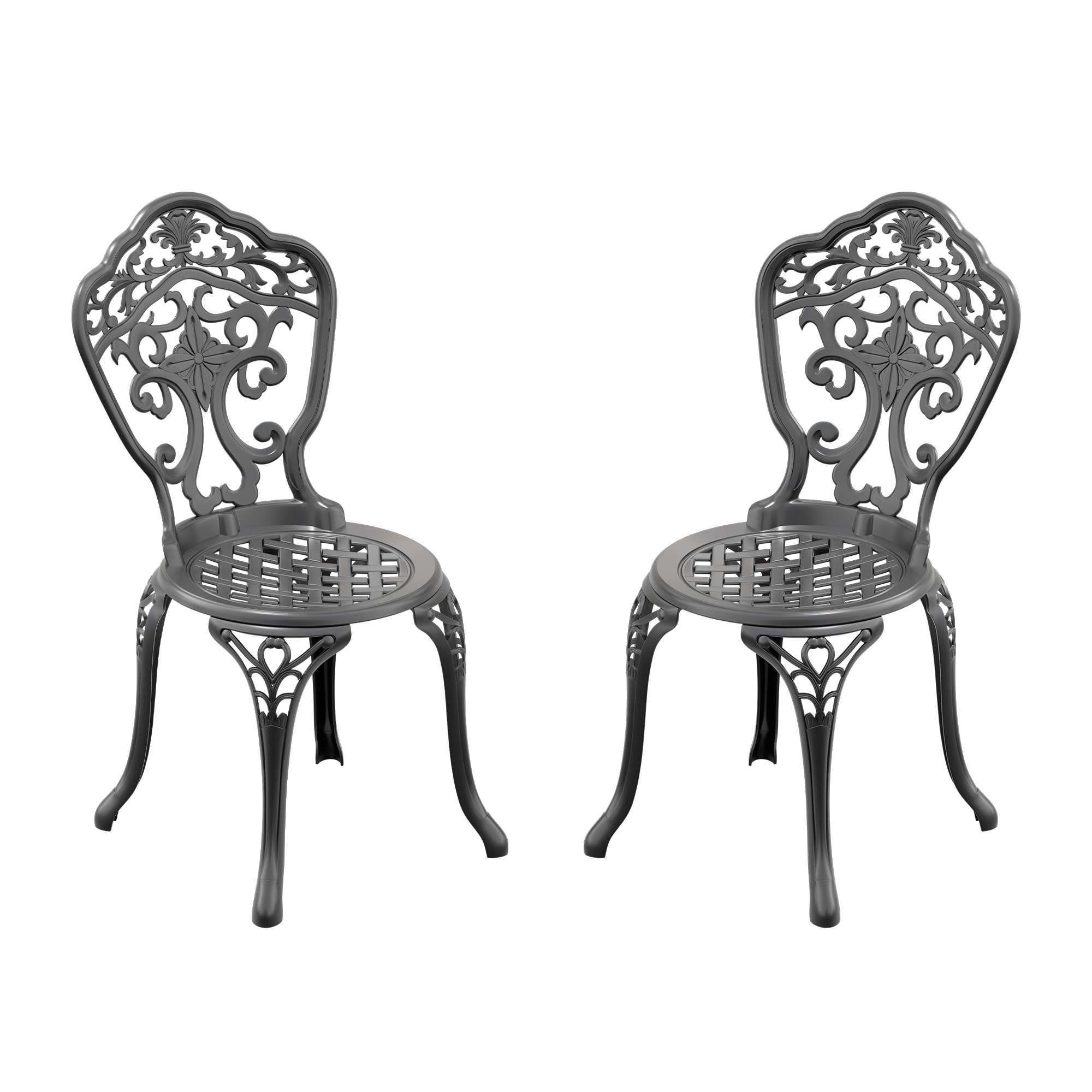 Cast Aluminum Patio Dining Chair 2PCS With Black Frame - Image 2