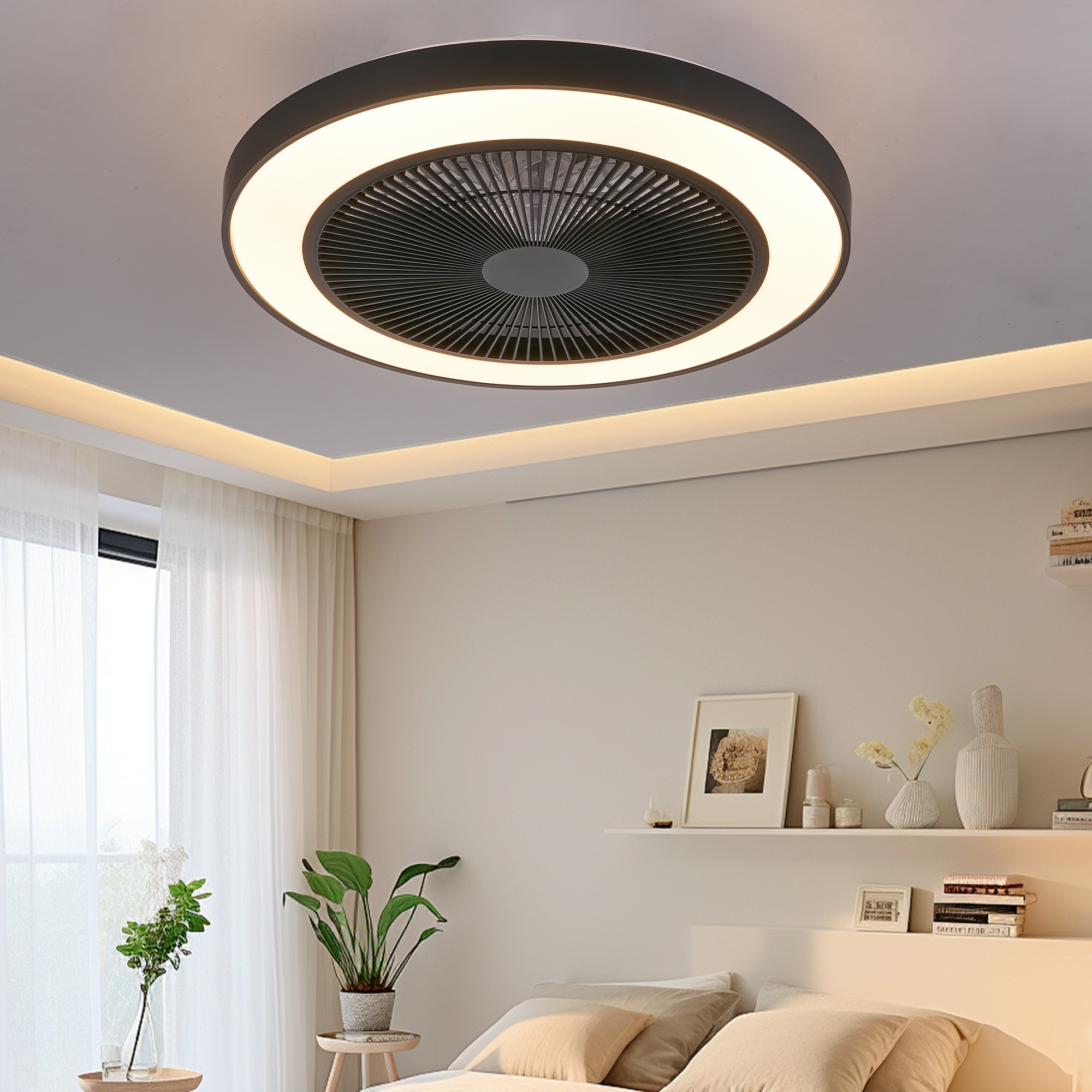 19-inch Black Ceiling Fan Light with LED RGB – Dimmable & Color-Changing, APP & Remote Control, Modern Smart Ceiling Fan for Living Room, Bedroom, and Dining Room (Silent/6-Speed/Reversible/DC Motor) - Image 2