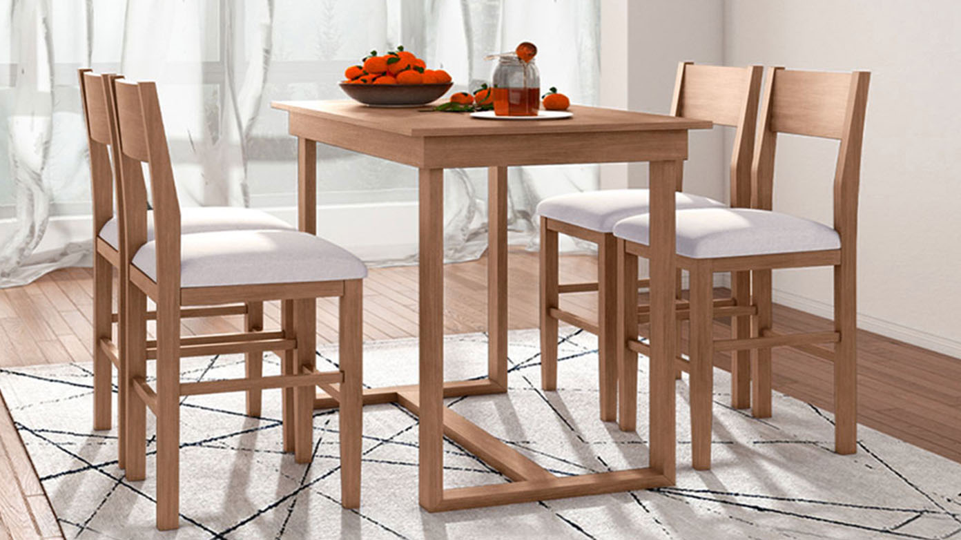 TOPMAX Farmhouse Counter Height 5-Piece Dining Table Set with 1 Rectangular Dining Table and 4 Dining Chairs for Small Places,Brown - Image 2