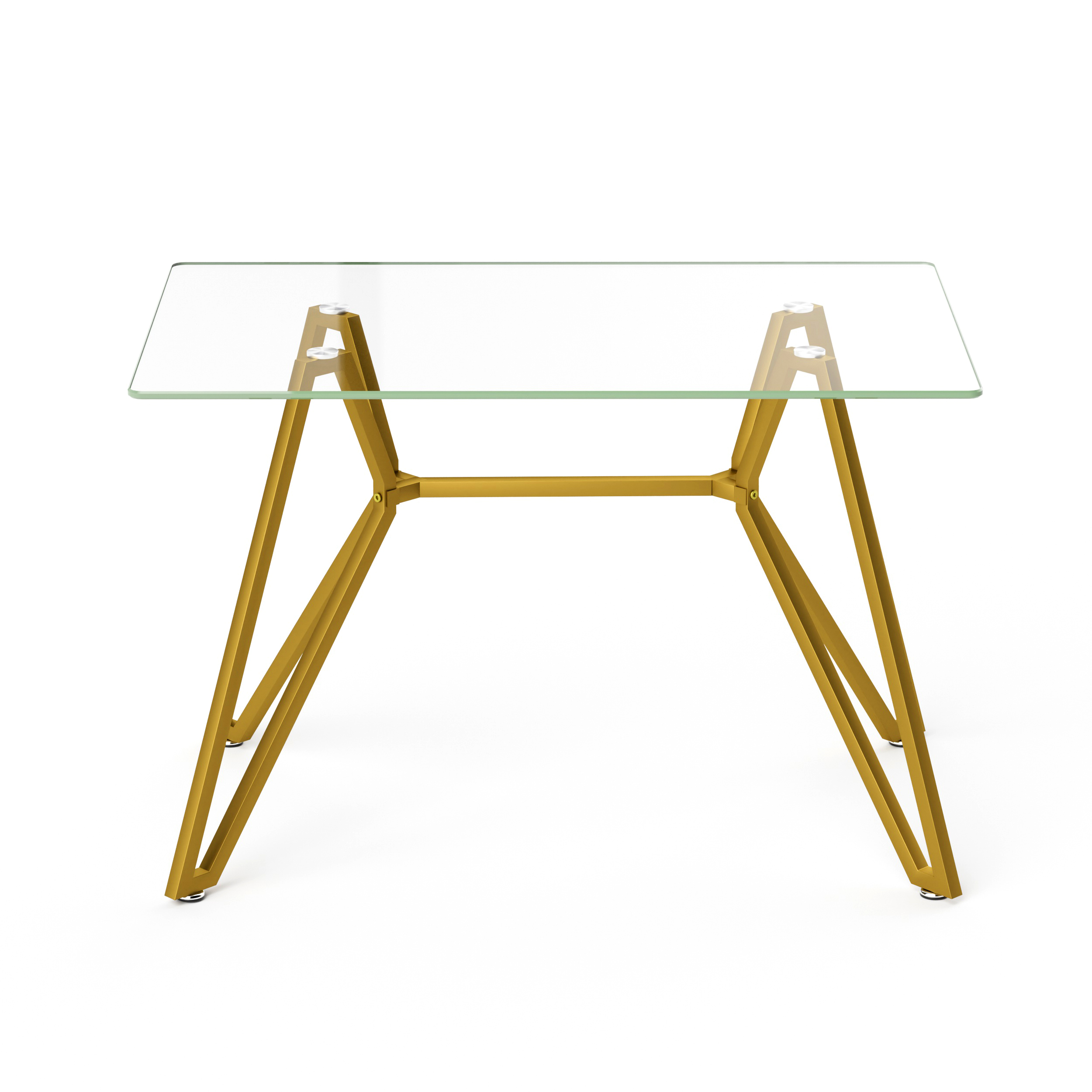 47.3-inch rectangular glass dining table, suitable for 1-6 people, modern style home kitchen dining table, equipped with sturdy metal table legs,suitable for dining room,living rooms, offices, Gold - Image 4