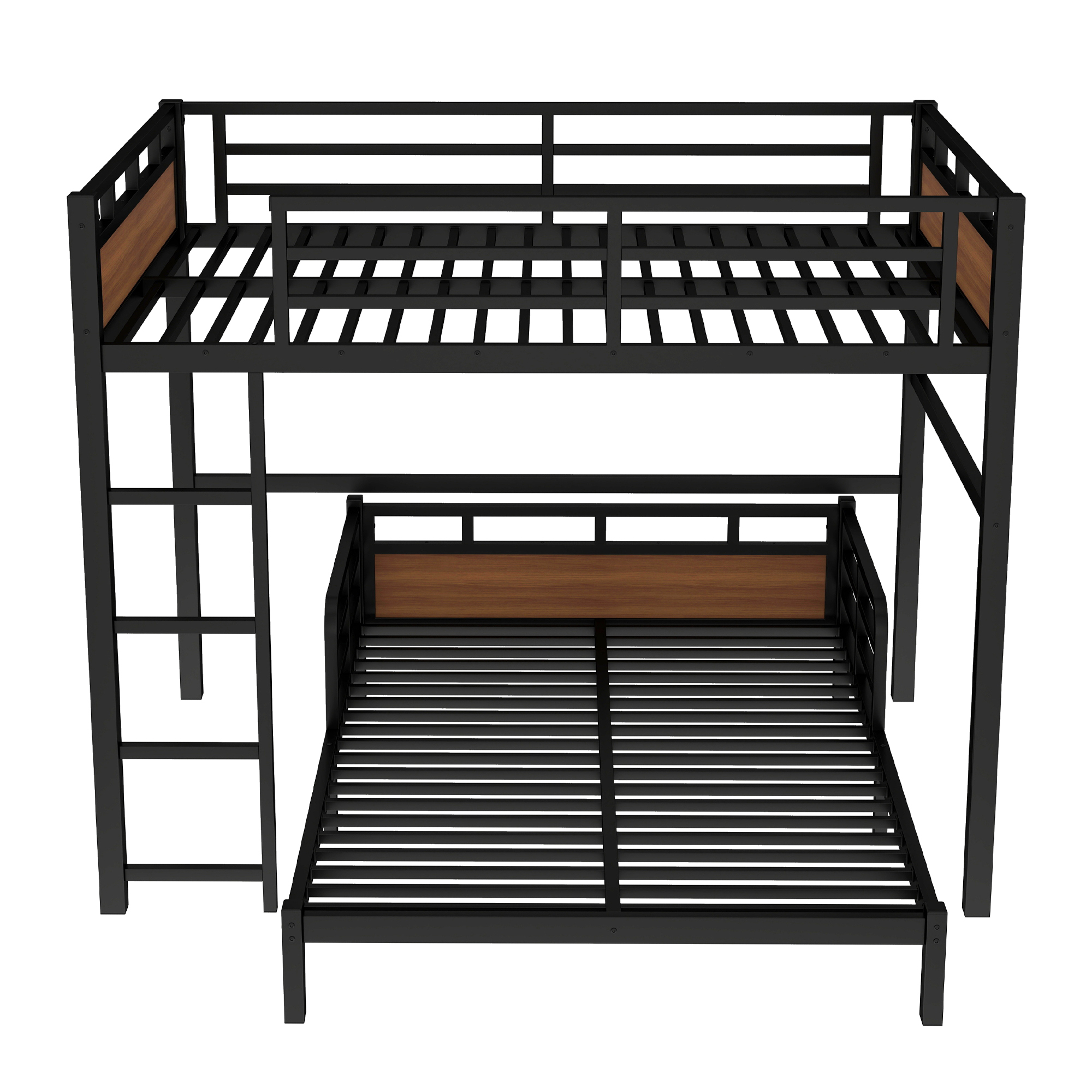 Full XL over Full XL Metal Bunk Bed/Metal Loft Bed,Separable Bunk Beds,with raised security fence,Walnut Color - Image 6