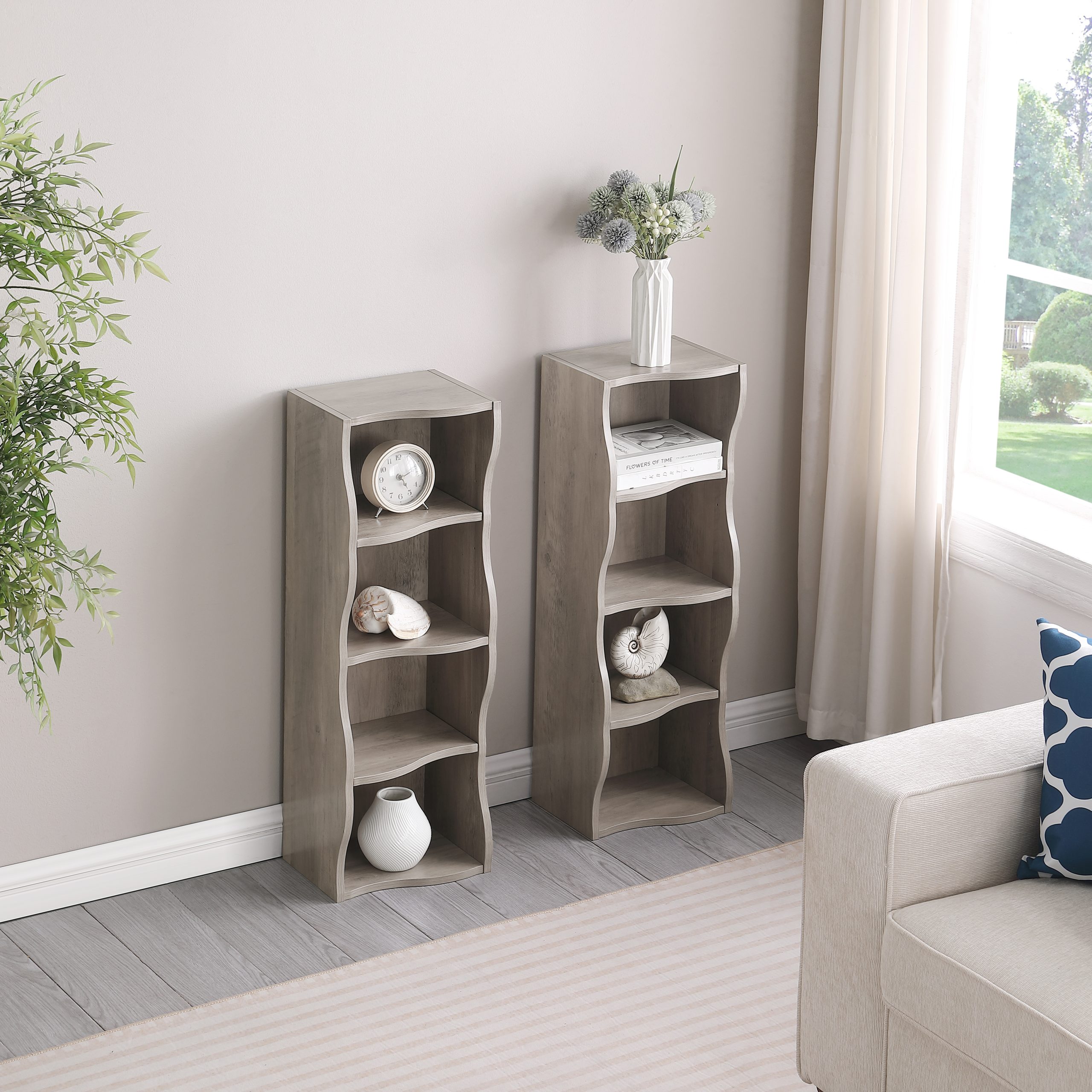 8-layer adjustable shelf ultra-thin bookshelf with a wavy border design, which is more aesthetically pleasing, is suitable for high and narrow, display and multi-functional bookshelves in home offices - Image 4