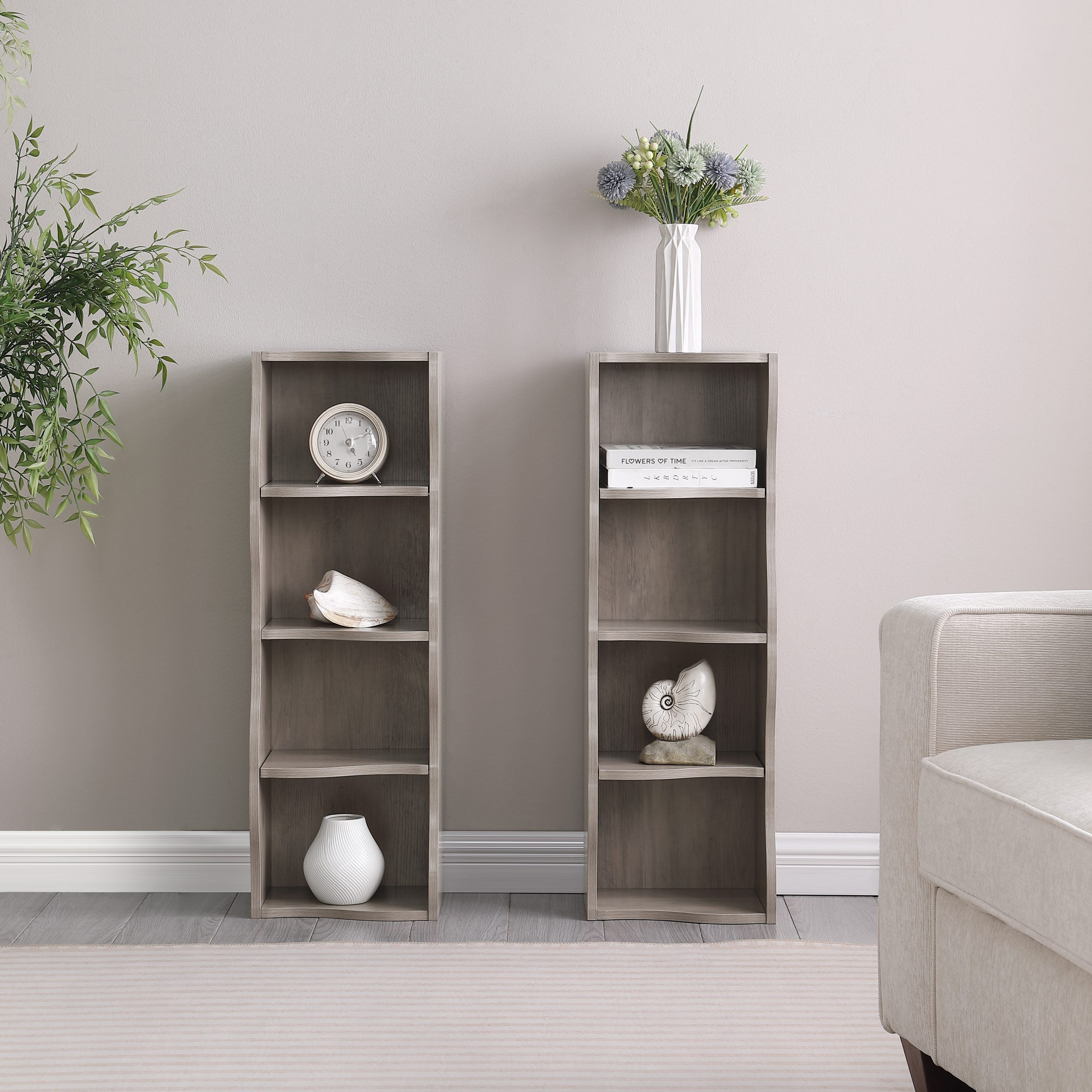 8-layer adjustable shelf ultra-thin bookshelf with a wavy border design, which is more aesthetically pleasing, is suitable for high and narrow, display and multi-functional bookshelves in home offices - Image 5