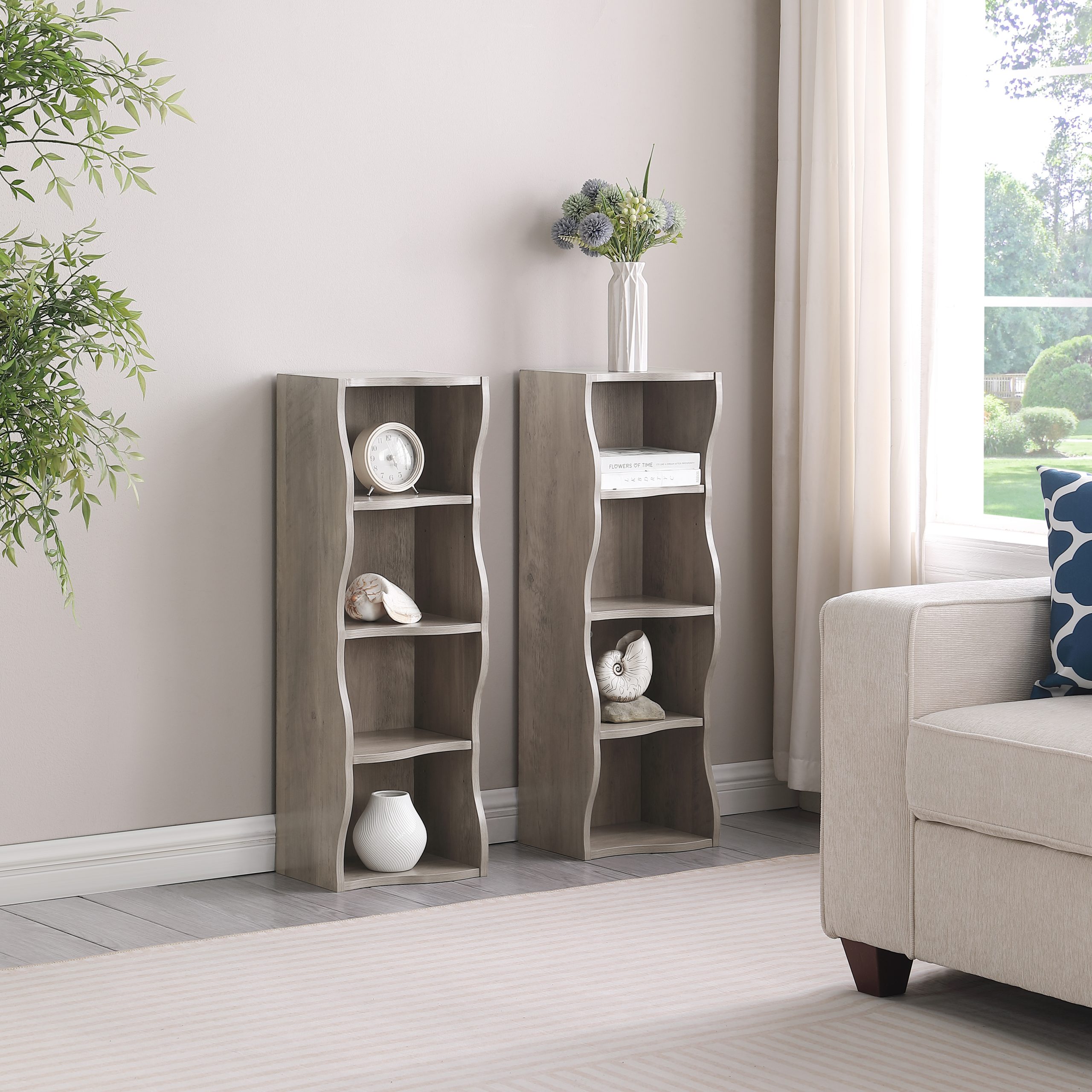 8-layer adjustable shelf ultra-thin bookshelf with a wavy border design, which is more aesthetically pleasing, is suitable for high and narrow, display and multi-functional bookshelves in home offices - Image 6