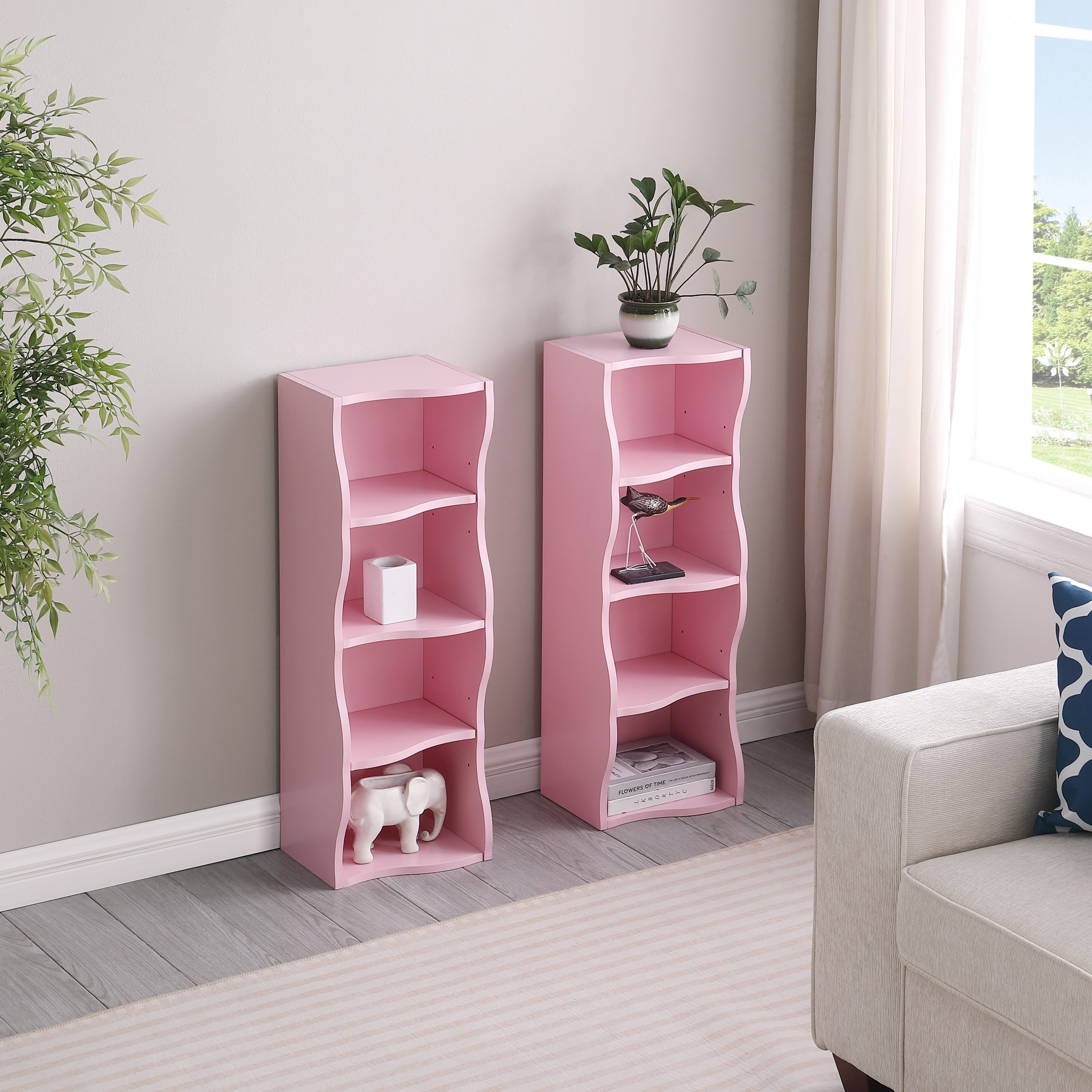 8-layer adjustable shelf ultra-thin bookshelf with a wavy border design, which is more aesthetically pleasing, is suitable for high and narrow, display and multi-functional bookshelves in home offices - Image 4