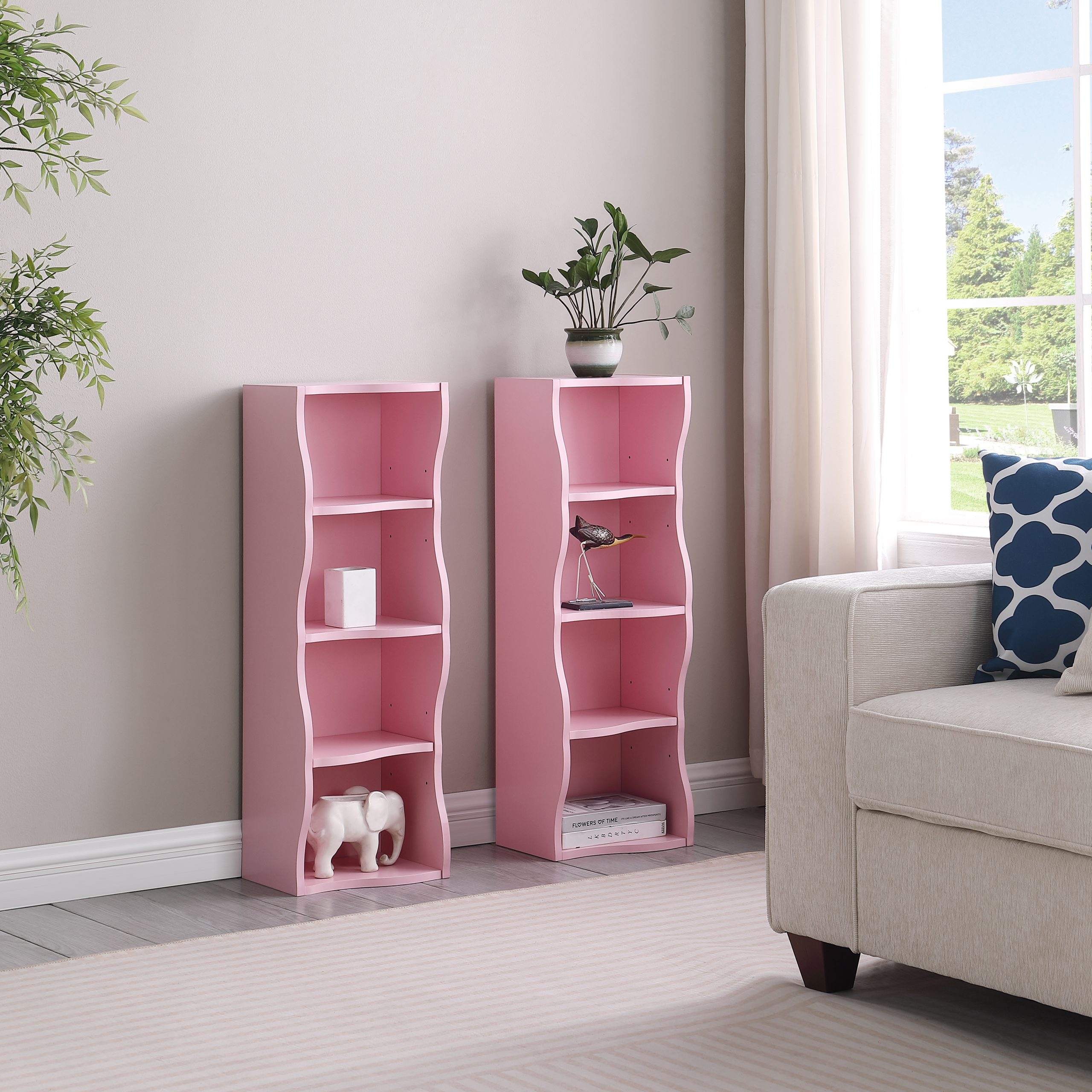 8-layer adjustable shelf ultra-thin bookshelf with a wavy border design, which is more aesthetically pleasing, is suitable for high and narrow, display and multi-functional bookshelves in home offices - Image 5