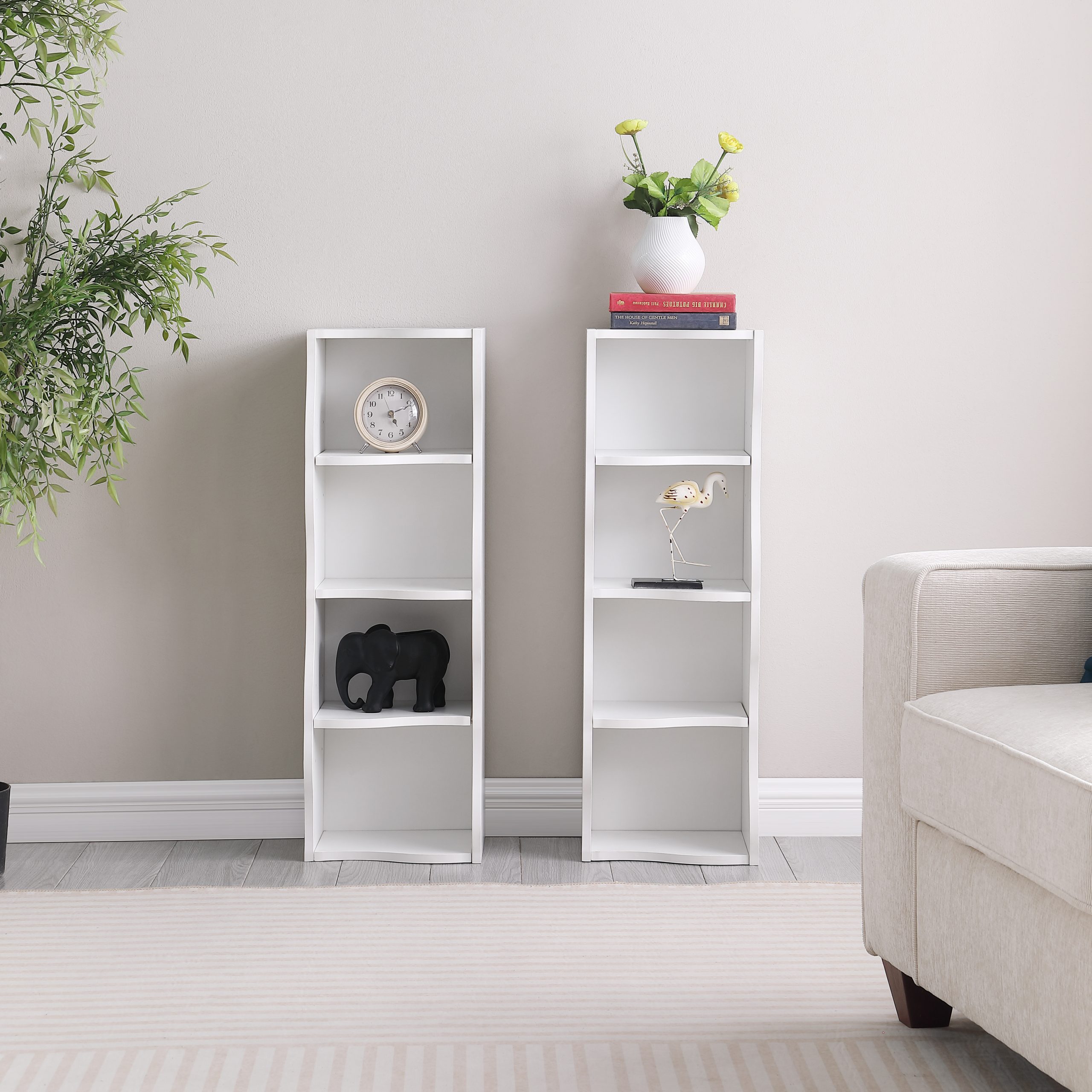 8-layer adjustable shelf ultra-thin bookshelf with a wavy border design, which is more aesthetically pleasing, is suitable for high and narrow, display and multi-functional bookshelves in home offices - Image 6
