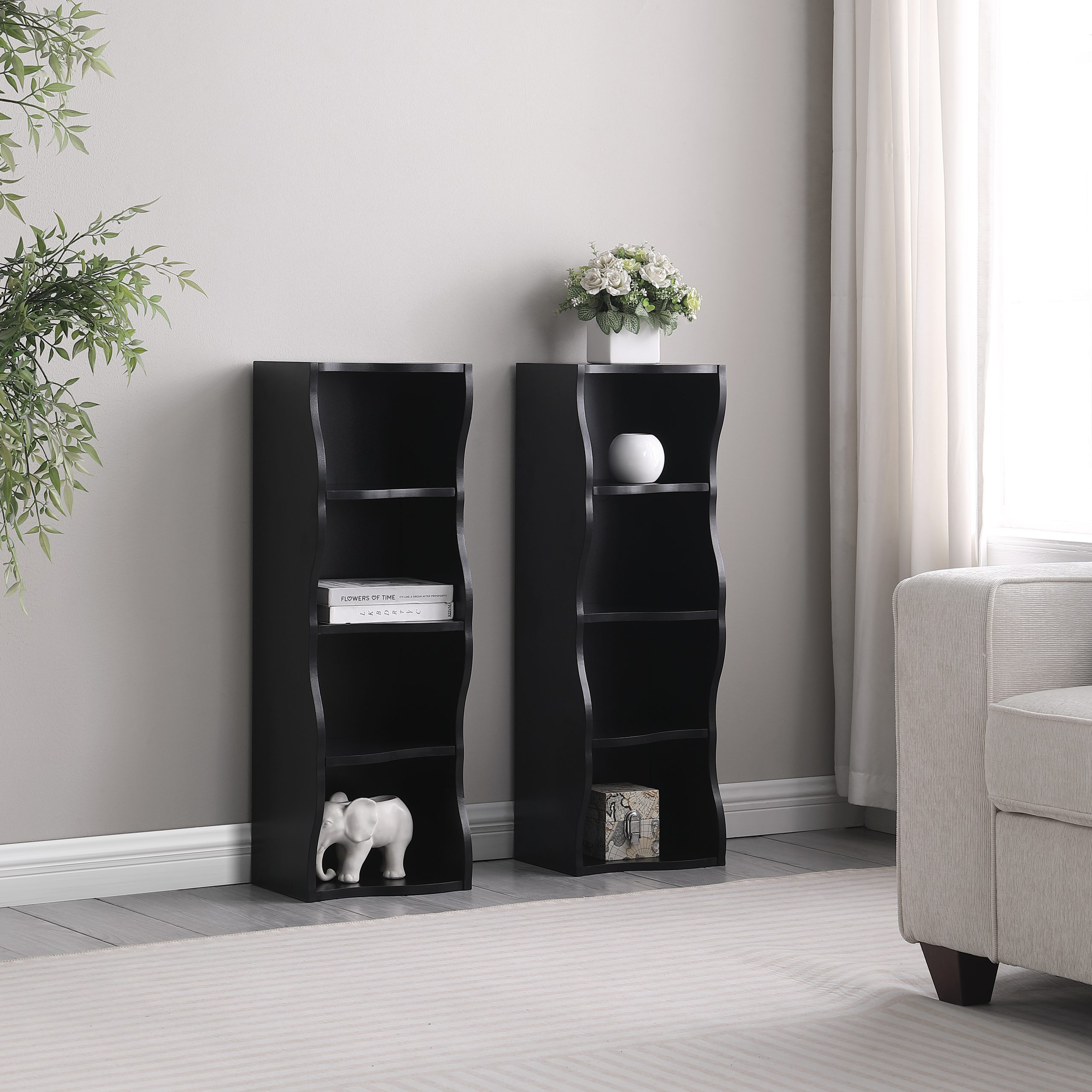 8-layer adjustable shelf ultra-thin bookshelf with a wavy border design, which is more aesthetically pleasing, is suitable for high and narrow, display and multi-functional bookshelves in home offices - Image 4