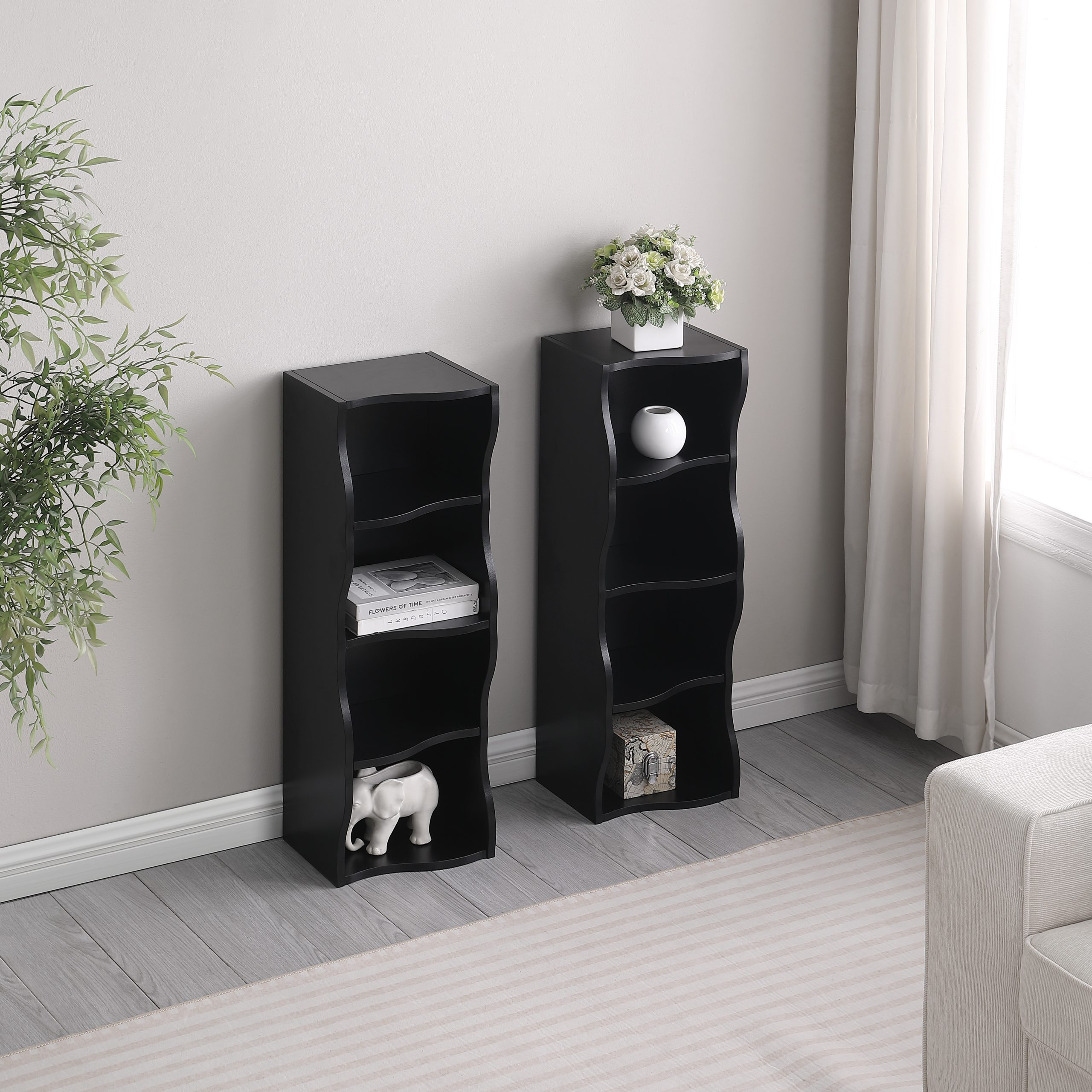 8-layer adjustable shelf ultra-thin bookshelf with a wavy border design, which is more aesthetically pleasing, is suitable for high and narrow, display and multi-functional bookshelves in home offices - Image 5