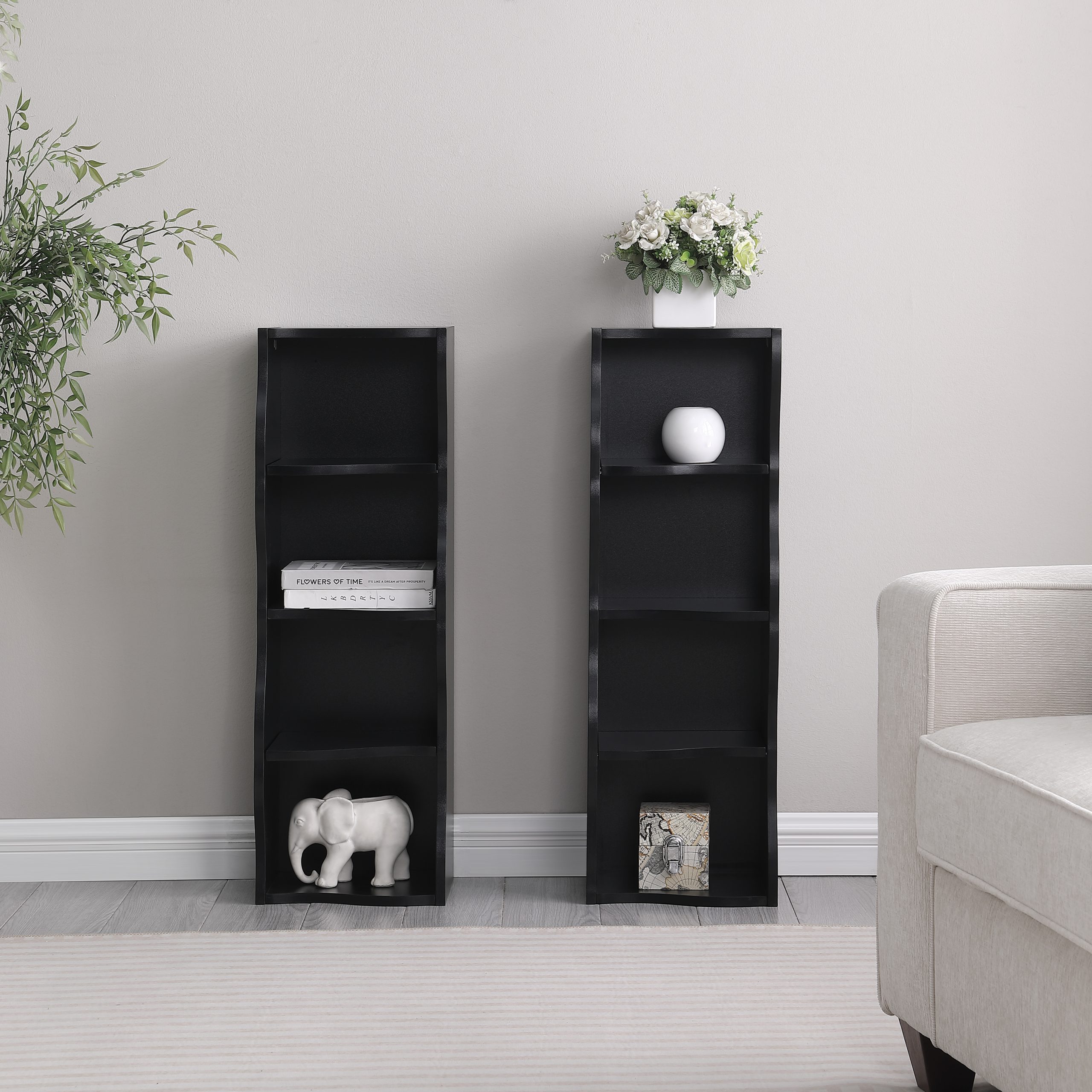 8-layer adjustable shelf ultra-thin bookshelf with a wavy border design, which is more aesthetically pleasing, is suitable for high and narrow, display and multi-functional bookshelves in home offices - Image 6