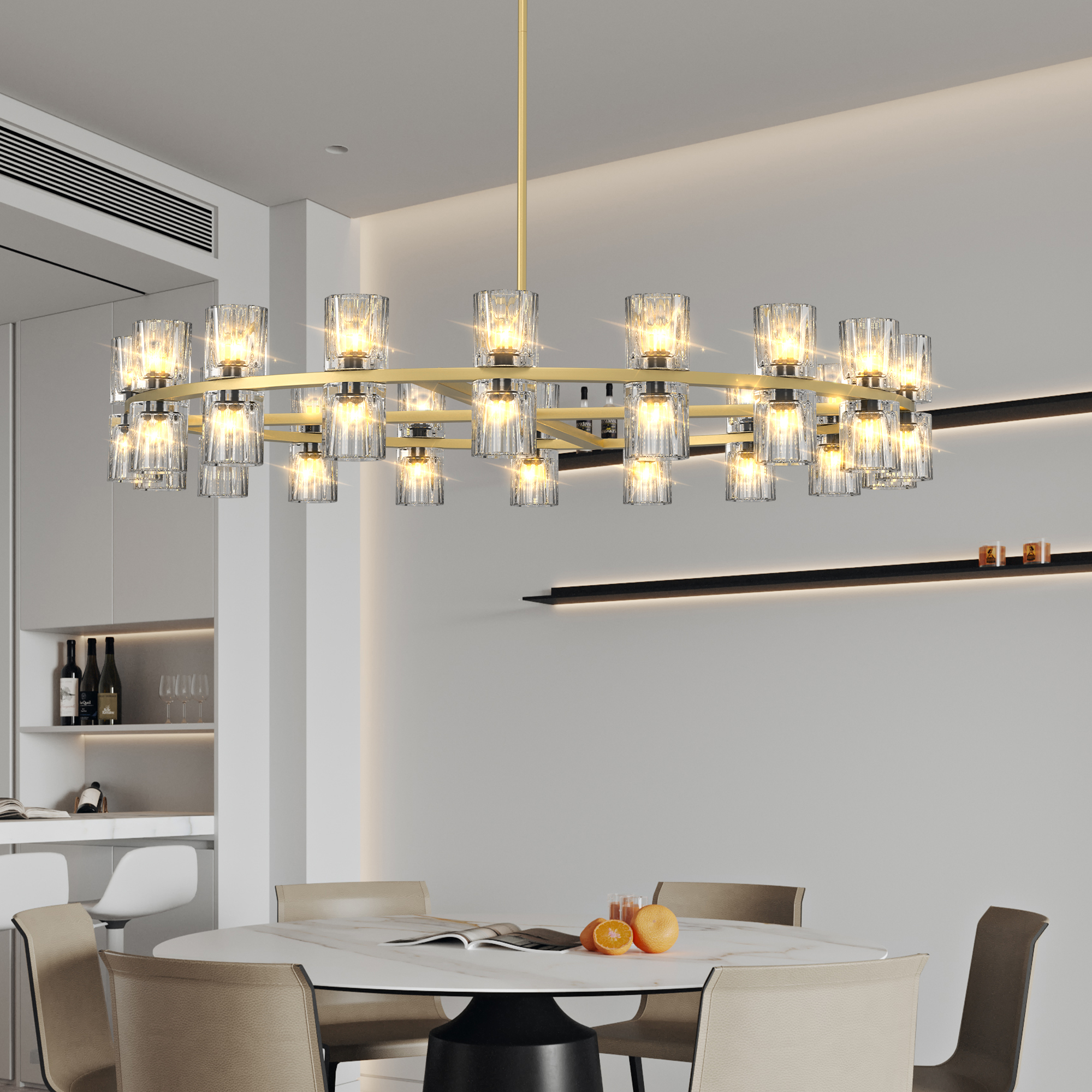 Modern 36" Gold Round Chandelier Light Fixture, K9 Crystal Chandeliers for Dining Room, Living Room, Dining Room Chandeliers Over Table, Chandelier for Bedroom, Foyer, Includes 36XG4 Bulbs - Image 2