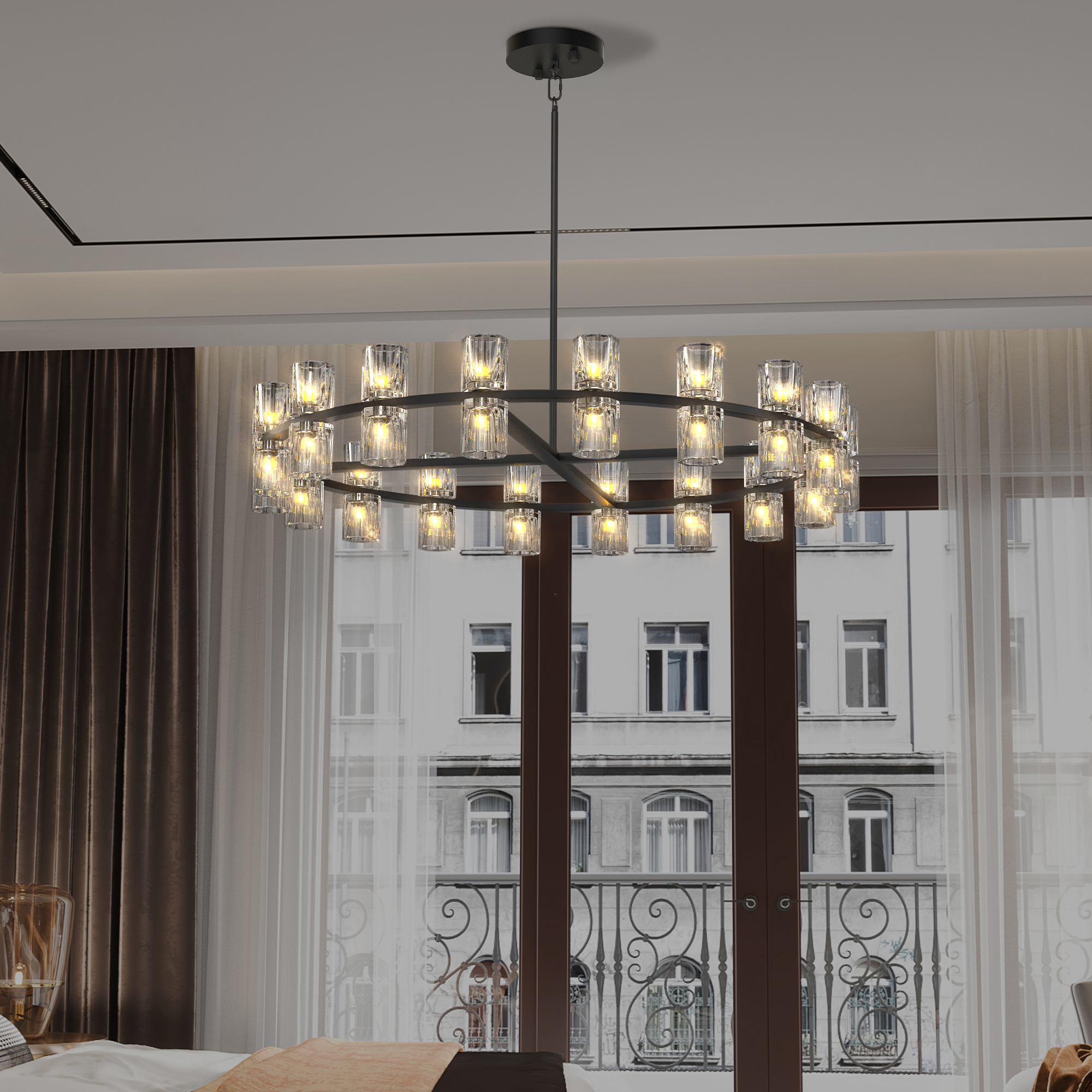 (L005030-D36-P36B/W1340P310778)36 Inches Luxury Chandeliers Crystal Living Room Decorative Lights Simple Modern Dining Room LED Lighting,for Home Decor (Bulbs Included) - Image 2