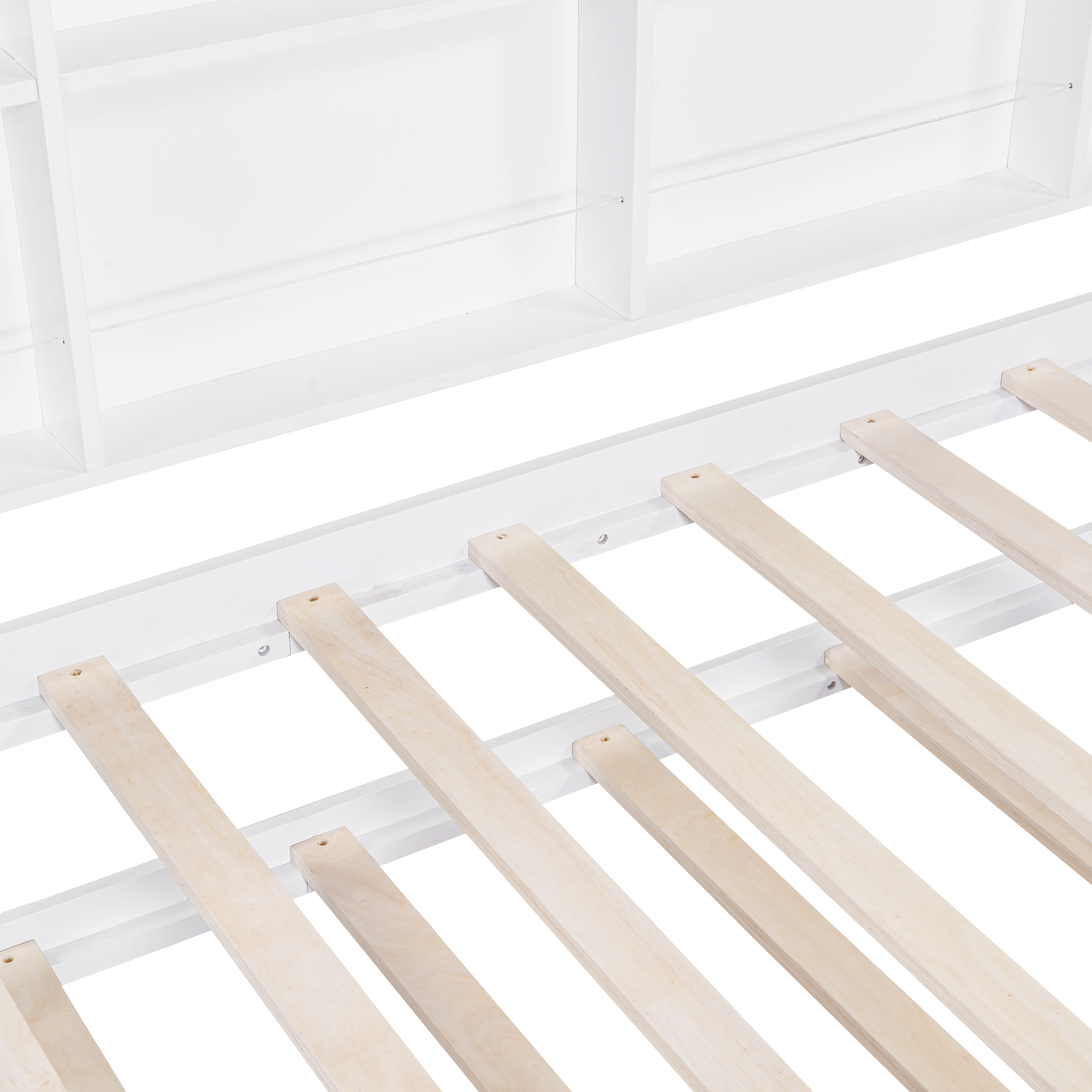Wooden Twin Size House Bed with Trundle,Kids Bed with Shelf, White (Old SKU: WF297071AAK) - Image 5