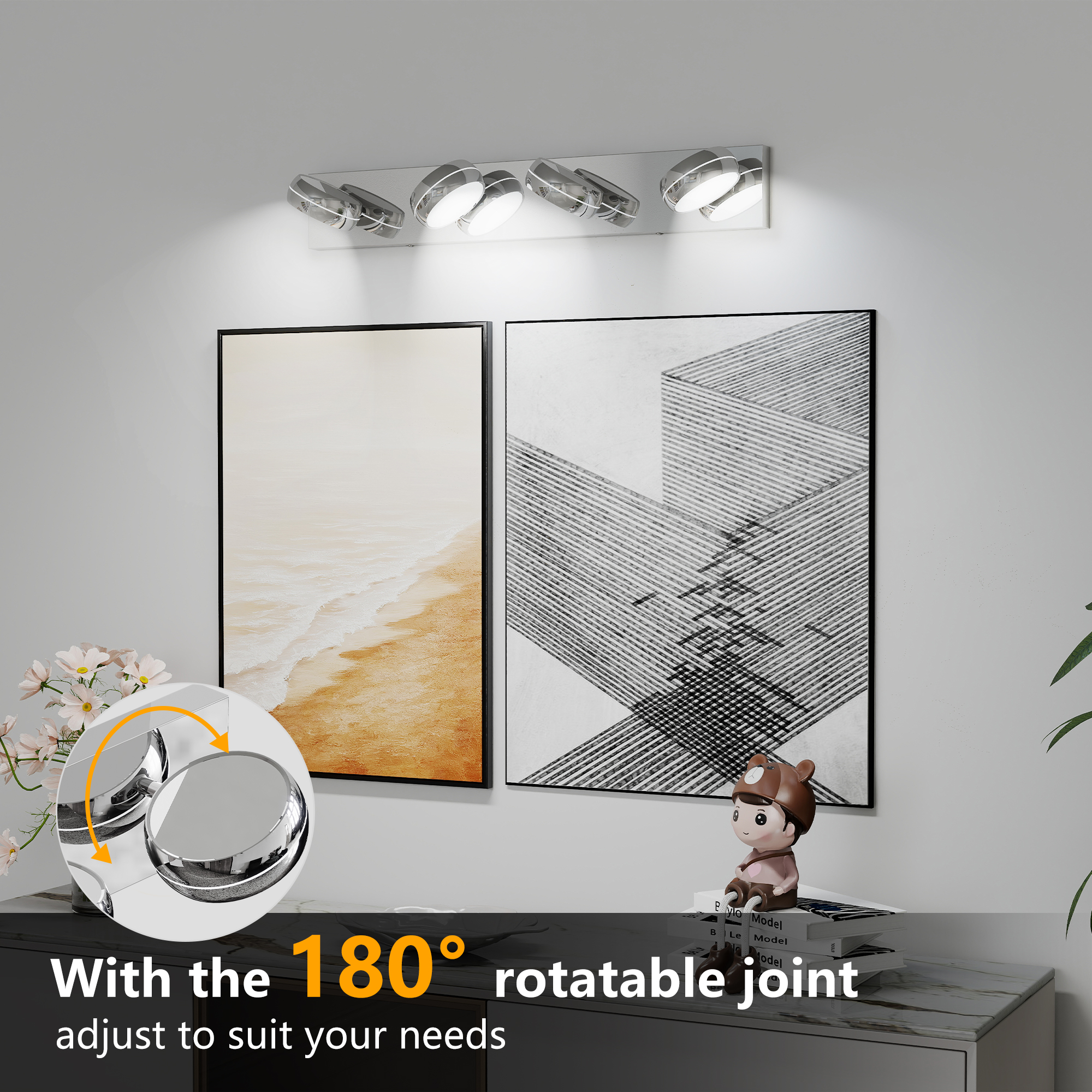 LED Vanity Lights 28in Bathroom Lights Fixtures over Mirror 4 Light LED Lighting Fixture for Bathroom 18W Mirror Lighting Fixture Modern Bath Light Bar Chrome Bath - Image 4