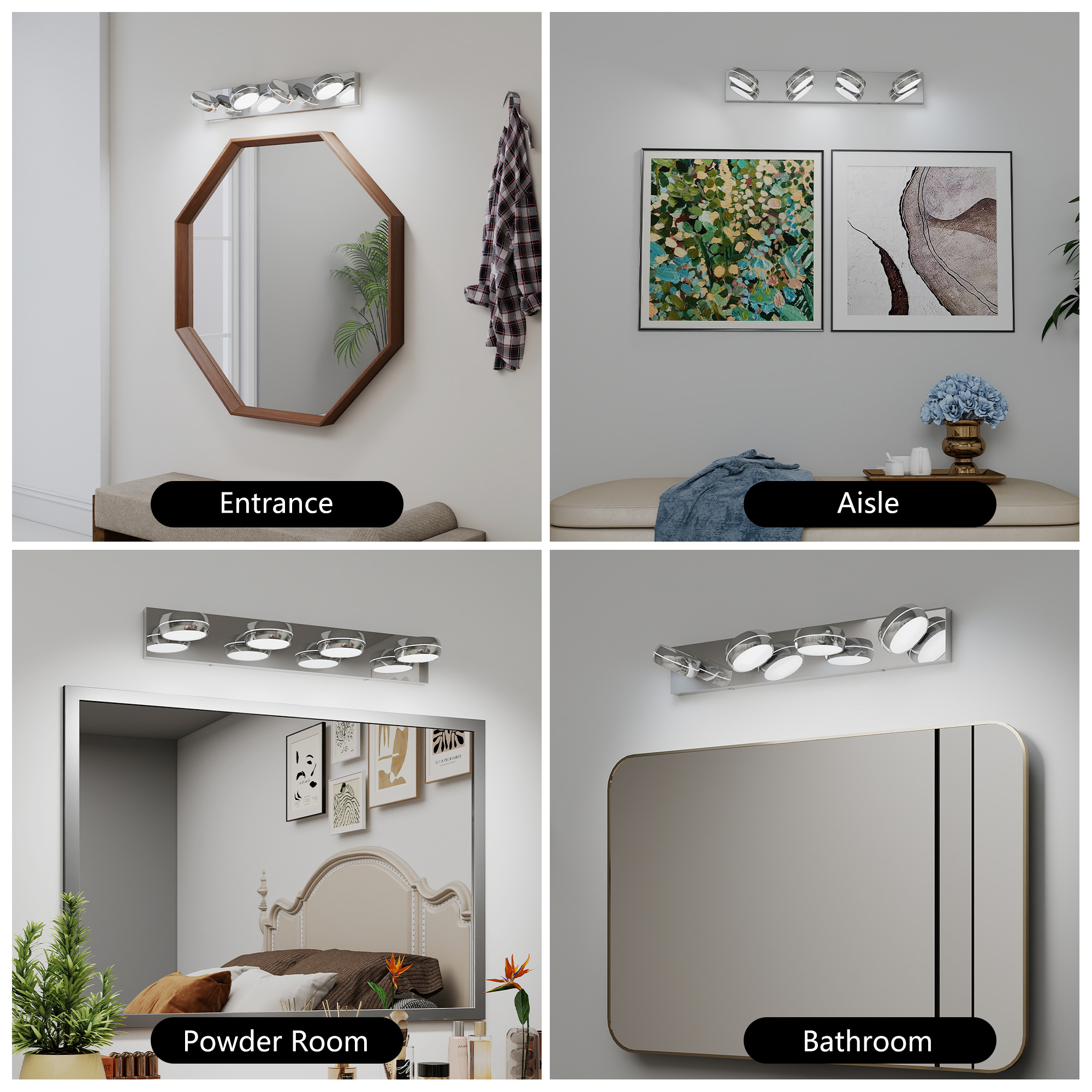 LED Vanity Lights 28in Bathroom Lights Fixtures over Mirror 4 Light LED Lighting Fixture for Bathroom 18W Mirror Lighting Fixture Modern Bath Light Bar Chrome Bath - Image 5