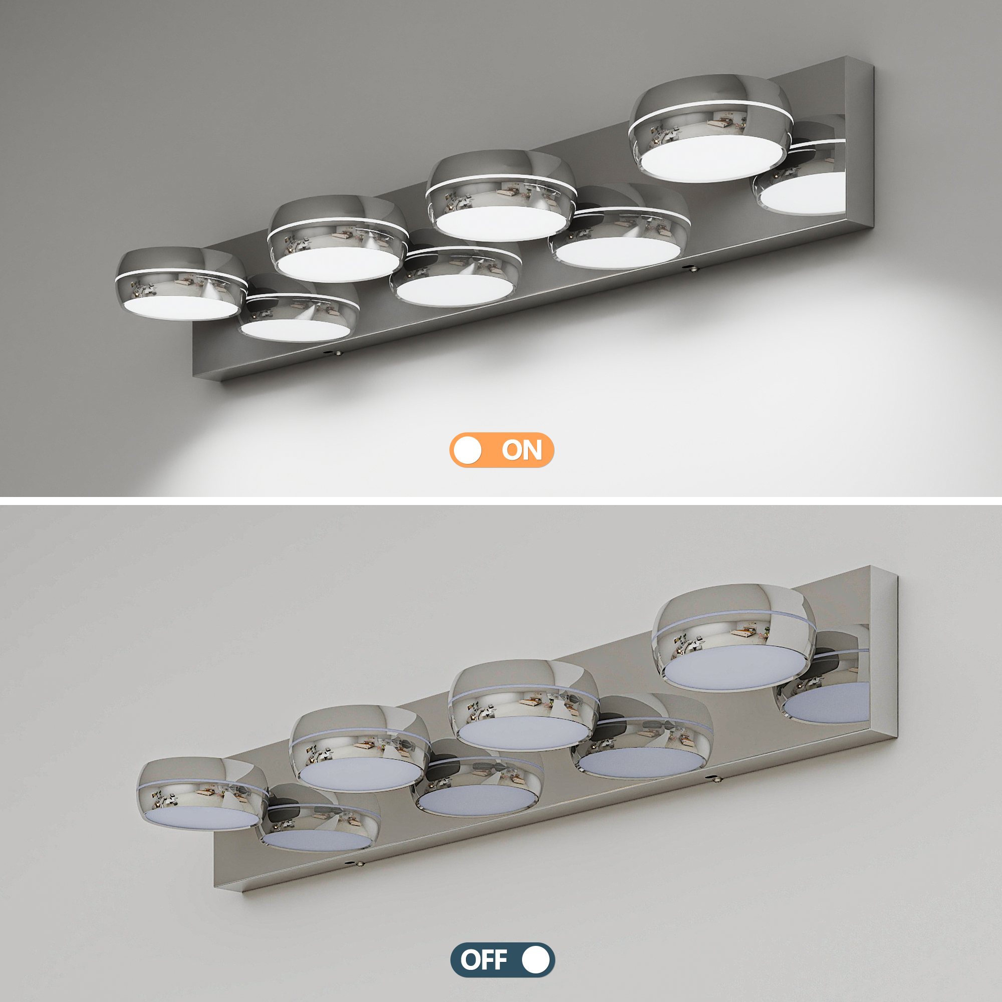 LED Vanity Lights 28in Bathroom Lights Fixtures over Mirror 4 Light LED Lighting Fixture for Bathroom 18W Mirror Lighting Fixture Modern Bath Light Bar Chrome Bath - Image 6
