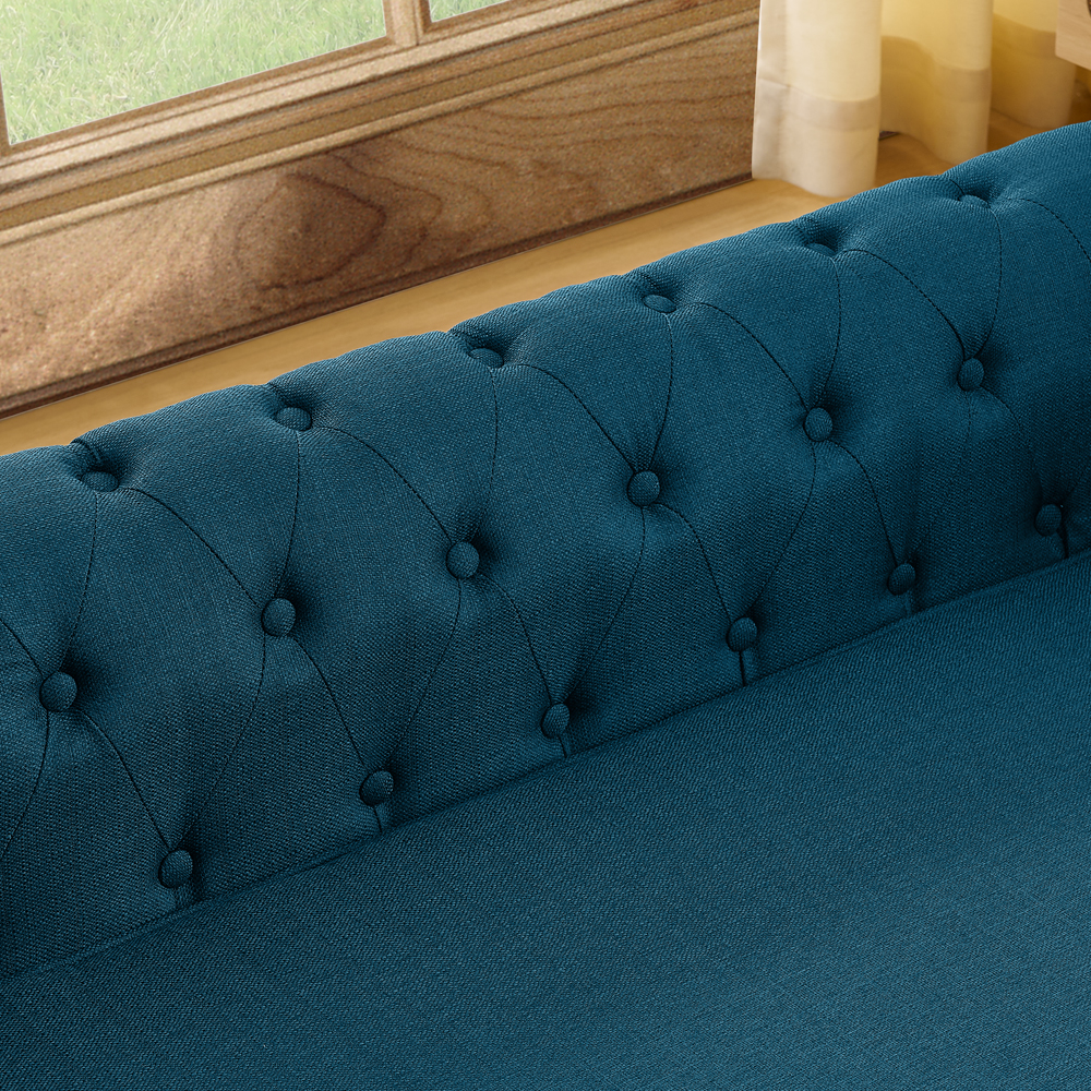 Elegant rectangular pet bed for big and oversized dogs, durable elevated dog sofa bed, comfortable dog sofa, modern and fashionable linen fabric dog sofa-DARK BLUE - Image 4
