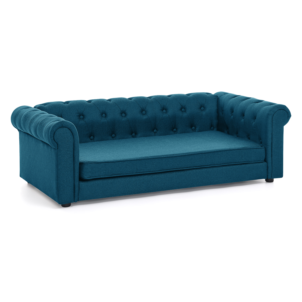 Elegant rectangular pet bed for big and oversized dogs, durable elevated dog sofa bed, comfortable dog sofa, modern and fashionable linen fabric dog sofa-DARK BLUE - Image 6