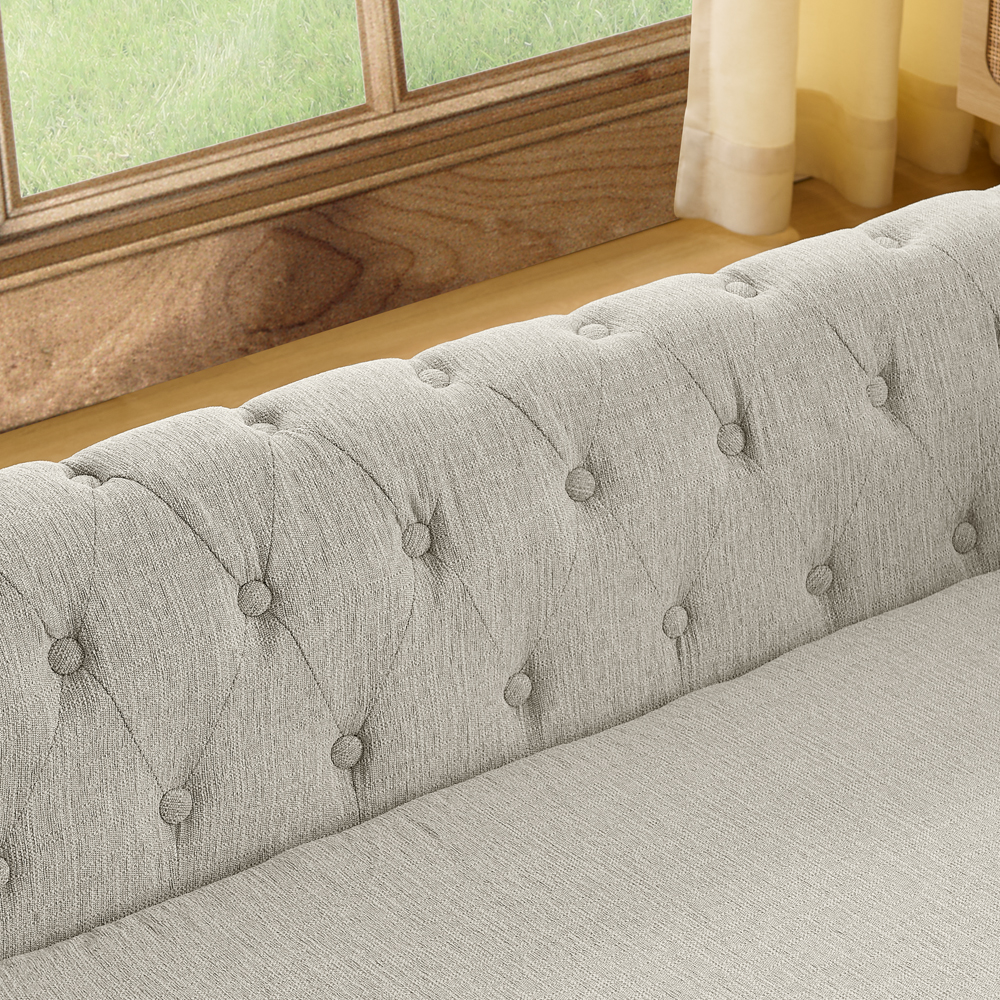 Elegant rectangular pet bed for big and oversized dogs, durable elevated dog sofa bed, comfortable dog sofa, modern and fashionable linen fabric dog sofa-Beige - Image 3