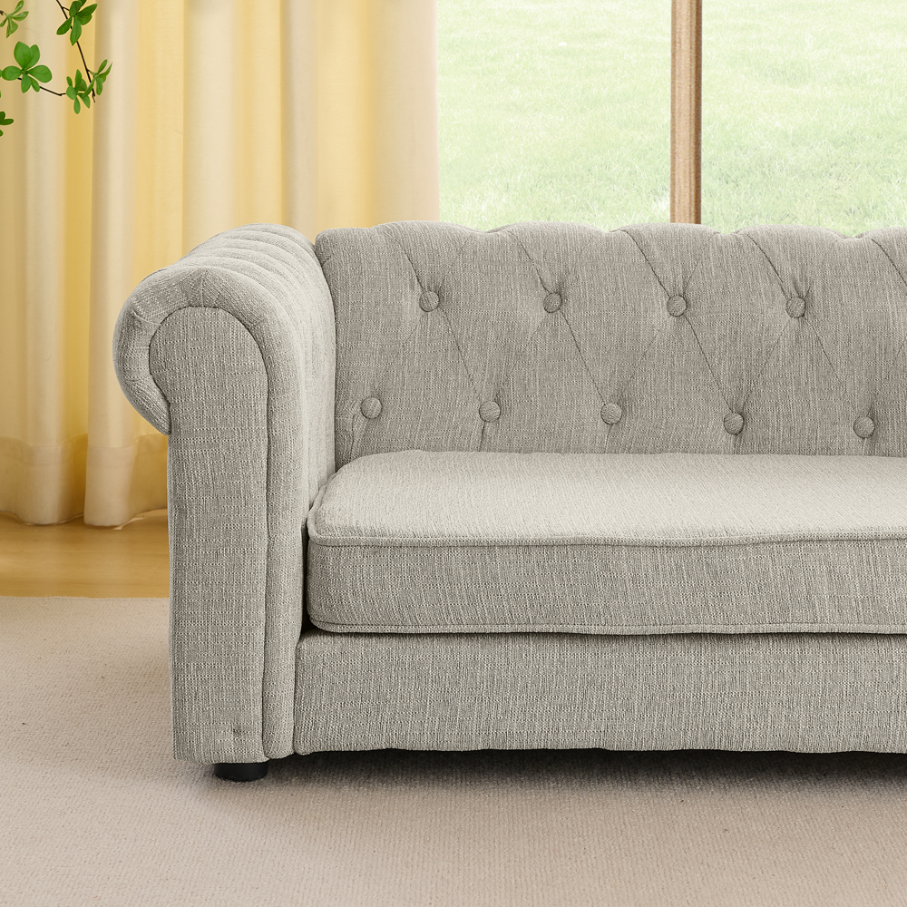 Elegant rectangular pet bed for big and oversized dogs, durable elevated dog sofa bed, comfortable dog sofa, modern and fashionable linen fabric dog sofa-Beige - Image 4