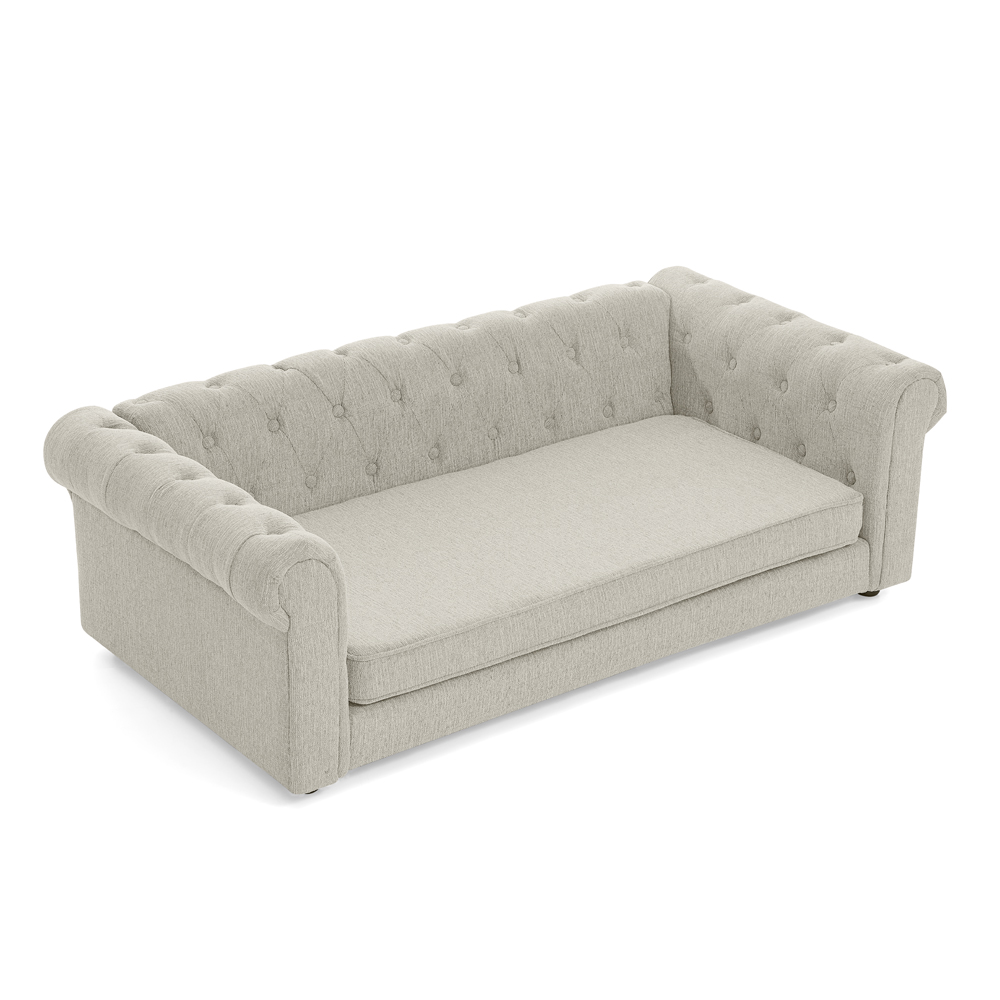 Elegant rectangular pet bed for big and oversized dogs, durable elevated dog sofa bed, comfortable dog sofa, modern and fashionable linen fabric dog sofa-Beige - Image 6