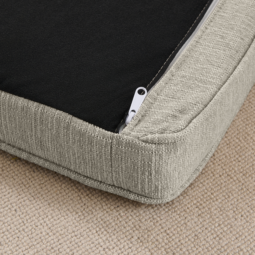 Elegant rectangular pet bed for big and oversized dogs, durable elevated dog sofa bed, comfortable dog sofa, modern and fashionable linen fabric dog sofa-Beige - Image 5