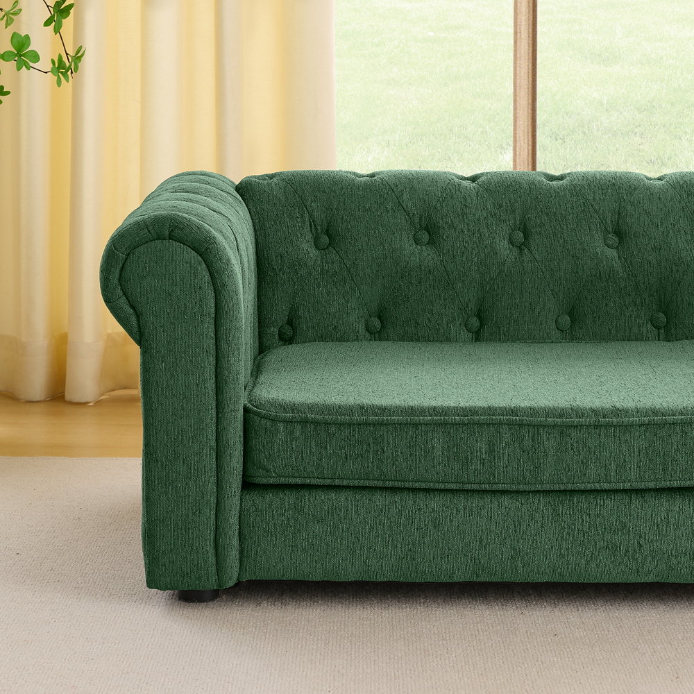 Elegant rectangular pet bed for big and oversized dogs, durable elevated dog sofa bed, comfortable dog sofa, modern and fashionable linen fabric dog sofa-OLIVE GREEN - Image 3