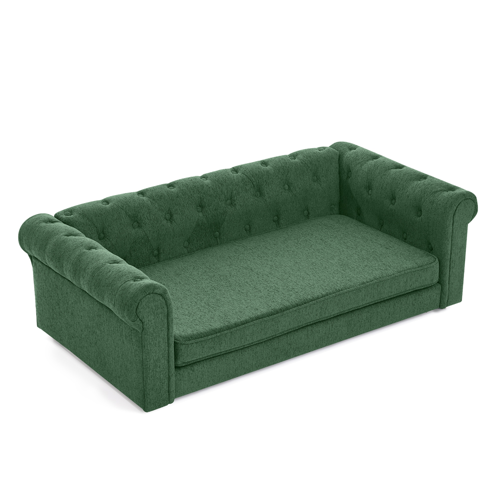 Elegant rectangular pet bed for big and oversized dogs, durable elevated dog sofa bed, comfortable dog sofa, modern and fashionable linen fabric dog sofa-OLIVE GREEN - Image 6