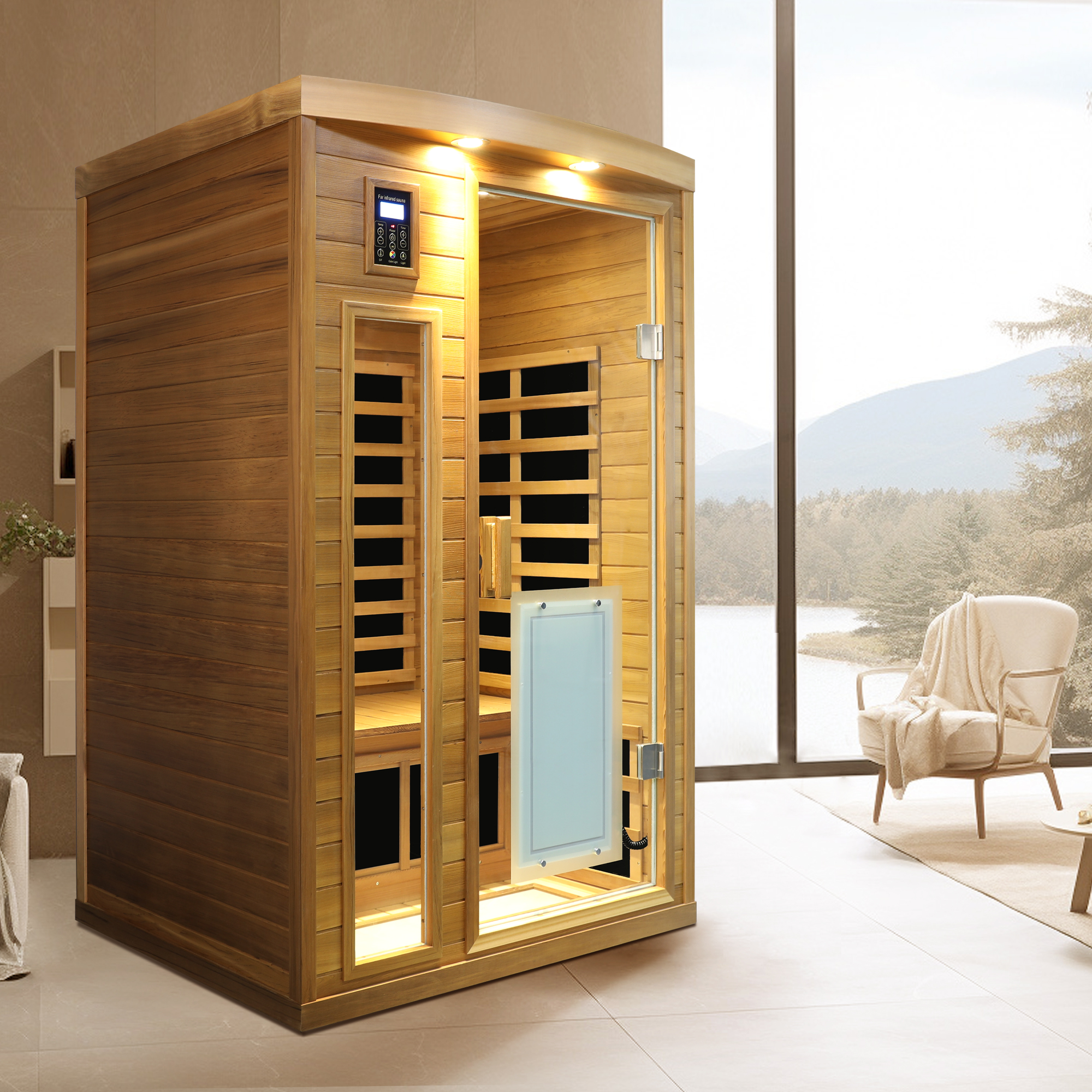 Low EMF Two person Far infrared Red cedar Deluxe indoor sauna room - Image 2