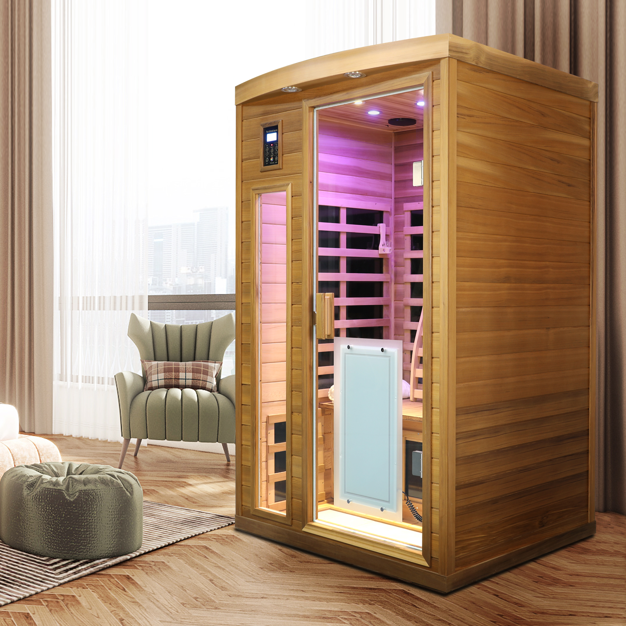 Low EMF Two person Far infrared Red cedar Deluxe indoor sauna room - Image 5