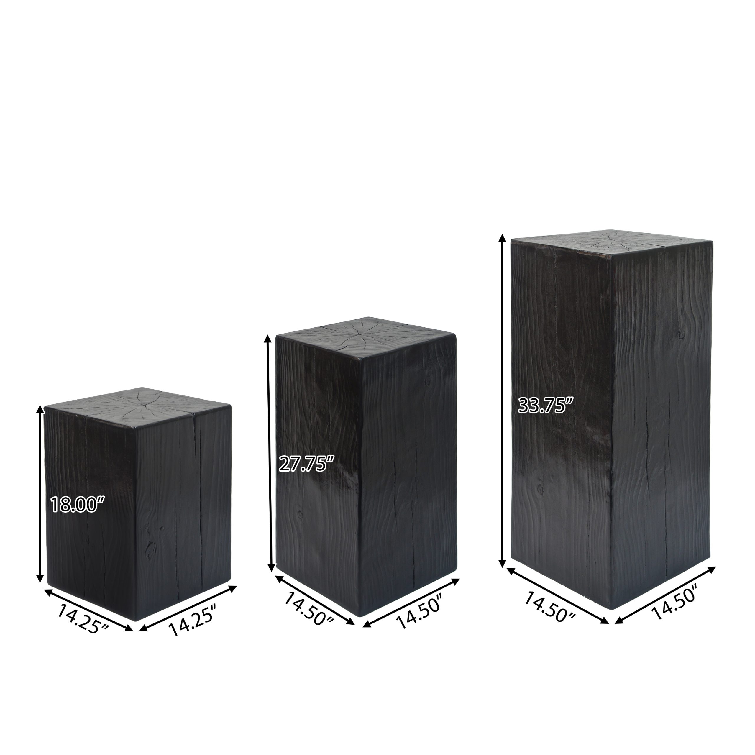 Retro natural style Side Table Set ,Stackable End Tables,Square-Column MGO Side Table for for Living Room, Bedroom, Office, Black Color - Image 2