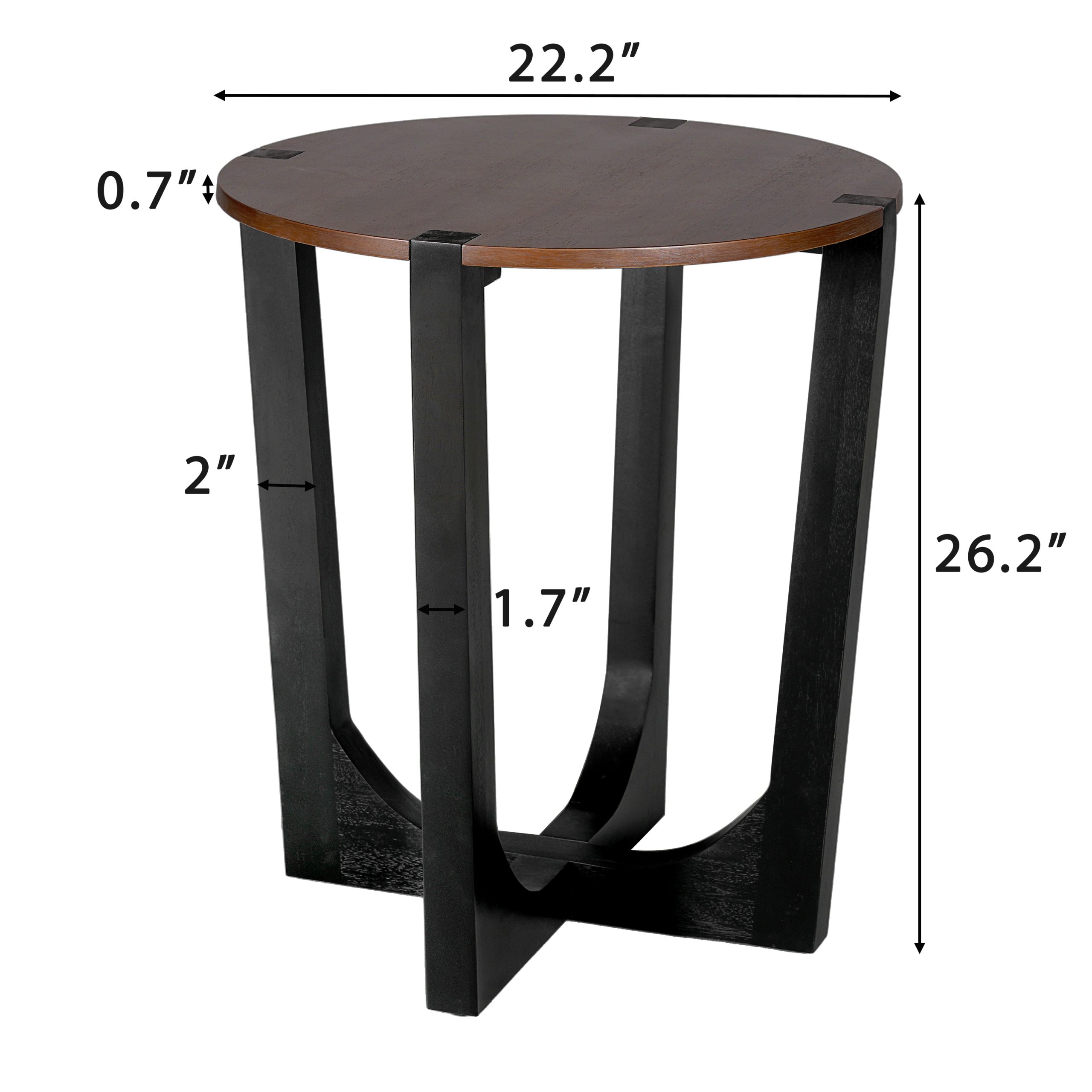 ACACIA SOLID WOOD SIDE TABLE,BROWN & BLACK COLOR - Image 3