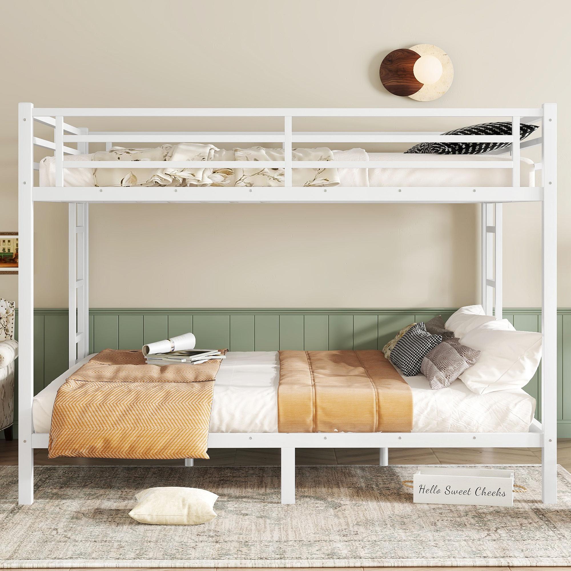 Metal Queen over Queen Bunk Bed for Teens and Adults,Space-Saving/Noise Reduced/No Box Spring Needed,White - Image 2