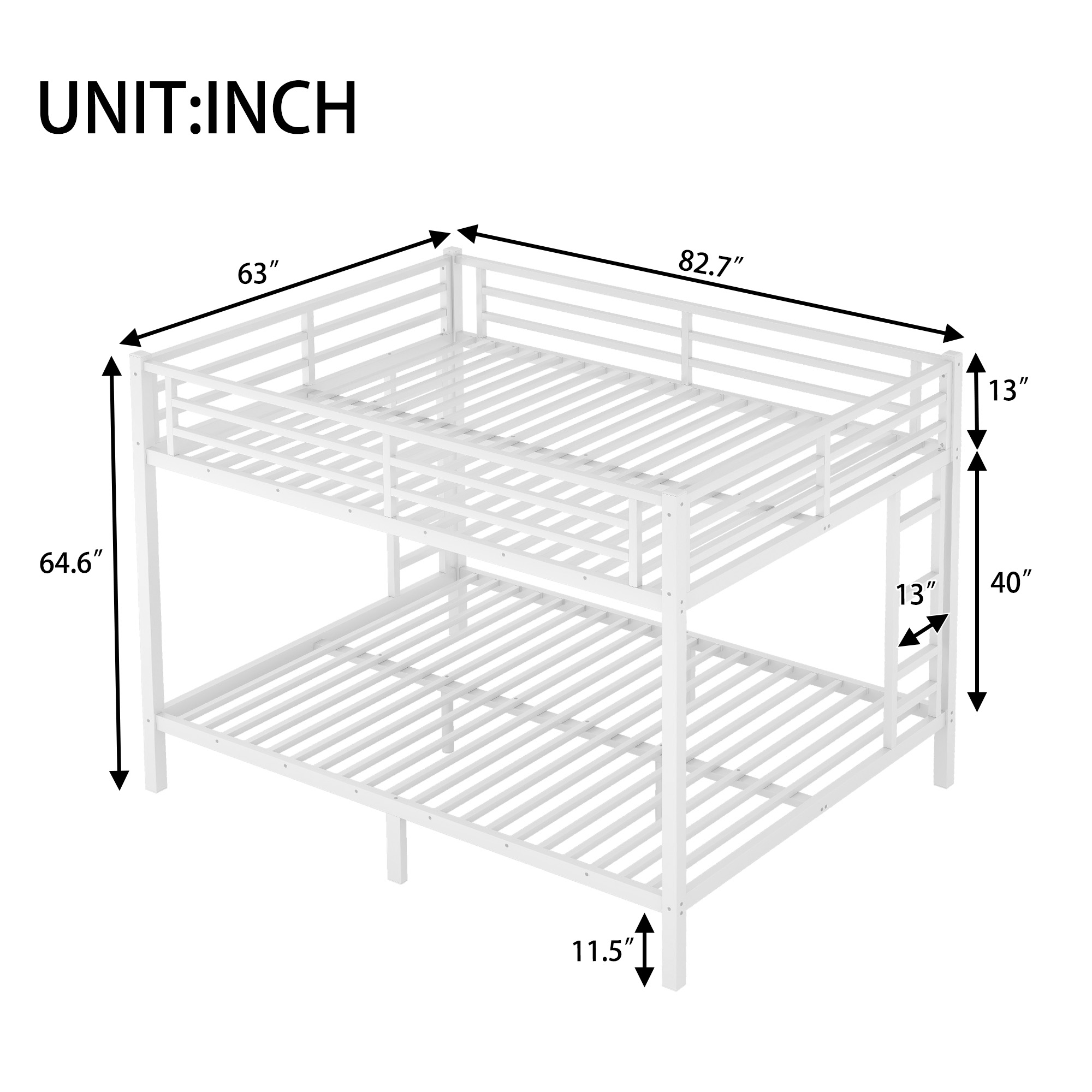 Metal Queen over Queen Bunk Bed for Teens and Adults,Space-Saving/Noise Reduced/No Box Spring Needed,White - Image 3