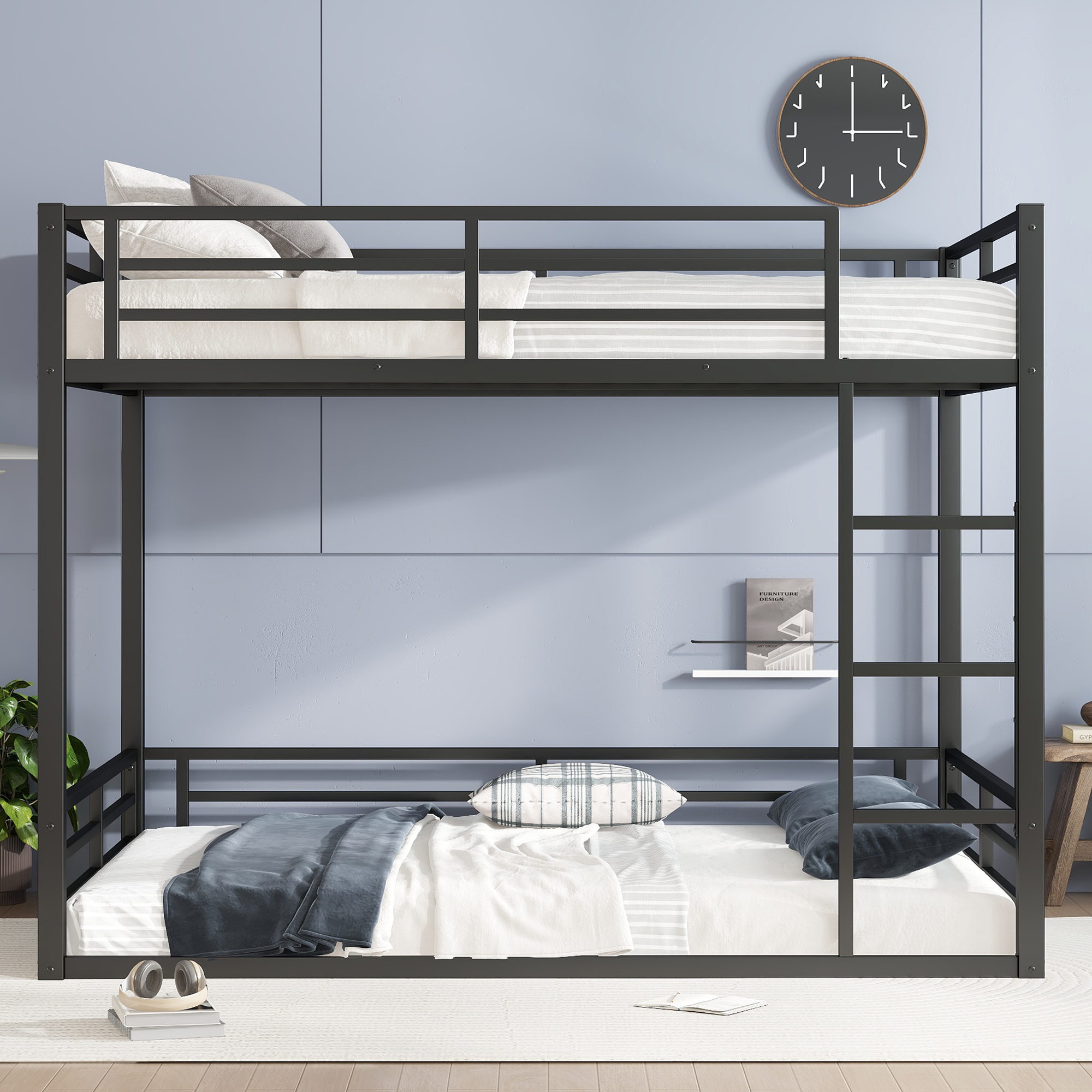 Metal Queen over Queen Bunk Bed for Teens and Adults,Space-Saving/Noise Reduced/No Box Spring Needed,Black - Image 2