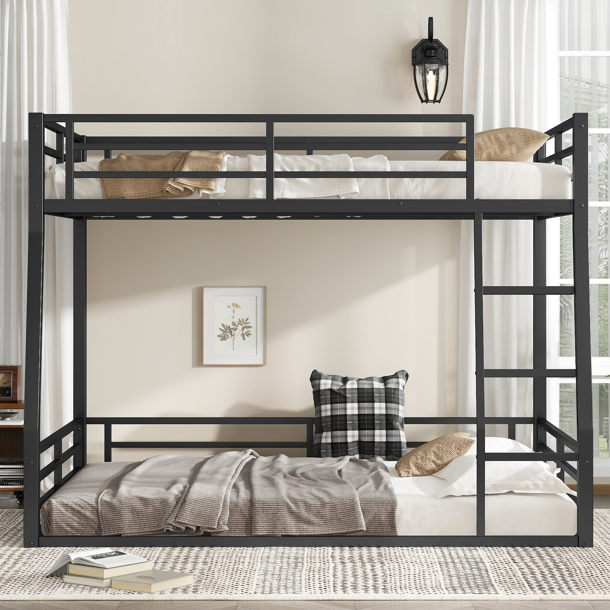 Metal Full XL over Queen Bunk Bed for Teens and Adults,Space-Saving/Noise Reduced/No Box Spring Needed,Black - Image 2