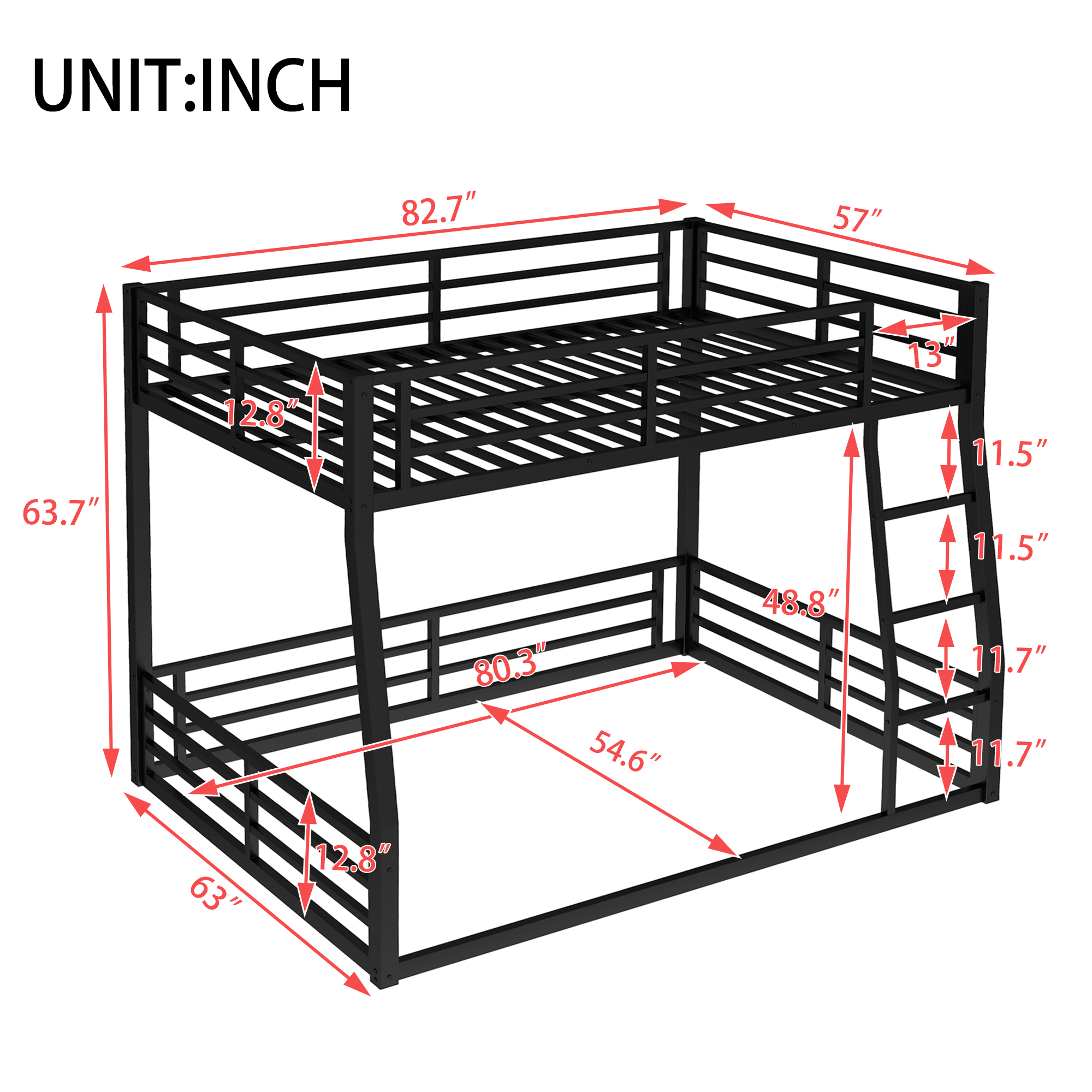 Metal Full XL over Queen Bunk Bed for Teens and Adults,Space-Saving/Noise Reduced/No Box Spring Needed,Black - Image 3