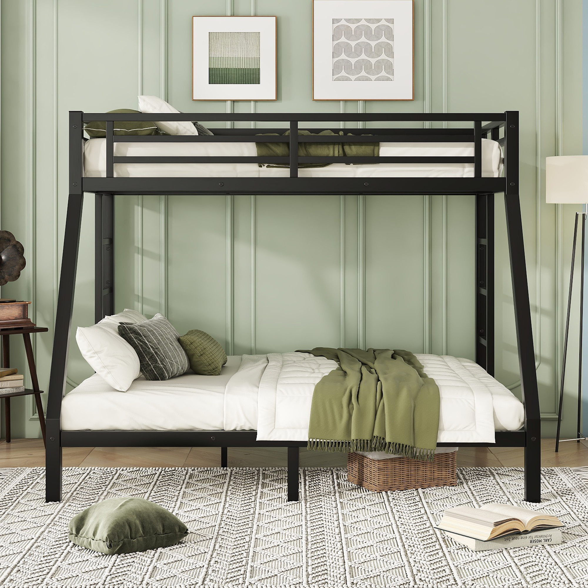 Metal Twin XL over Queen Bunk Bed for Teens and Adults,Space-Saving/Noise Reduced/No Box Spring Needed,Black - Image 2