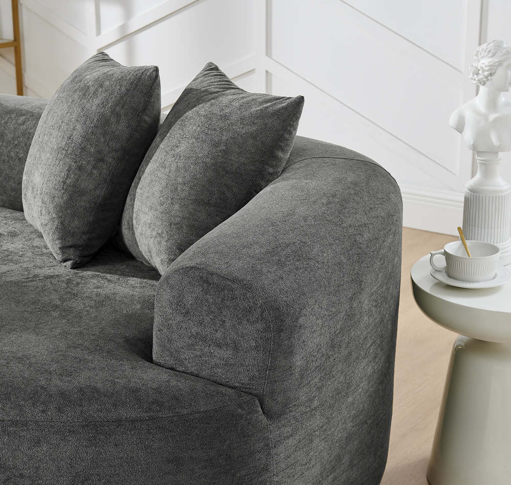 Modern Cloud 4-Seater Sectional Curved Sofa, Minimalist Compression Living Room Couch, No Assembly Needed, Chenille, DarkGrey - Image 4