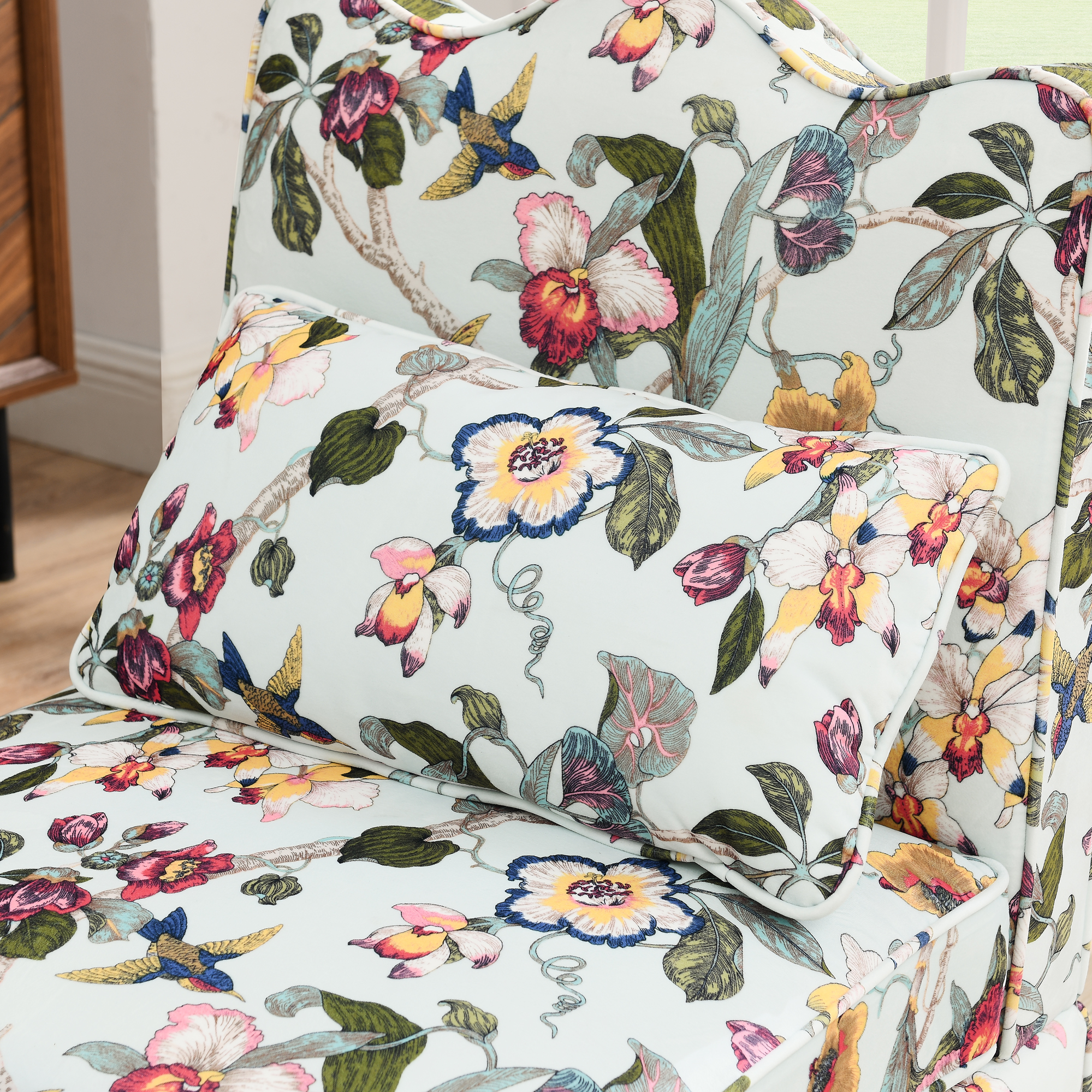 Flannel single dining chair with soft seat cushion and backrest, no armrests, matching pillow can be used as waist cushion, this dining chair can be used in the living room - RED - Image 5
