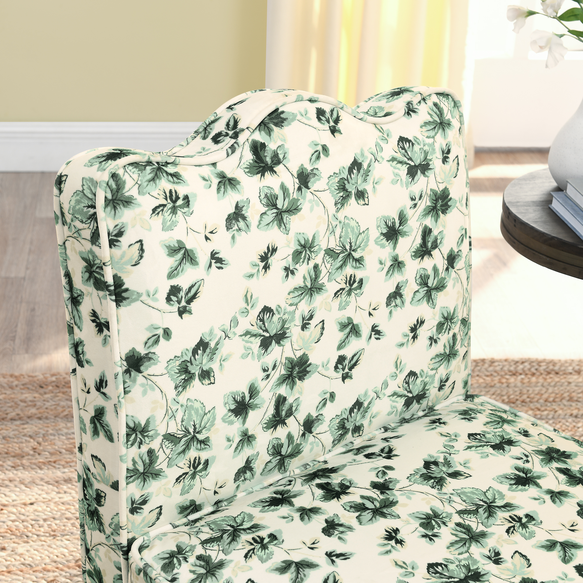 Flannel single dining chair with soft seat cushion and backrest, no armrests, matching pillow can be used as waist cushion, this dining chair can be used in the living room - GREEN - Image 4