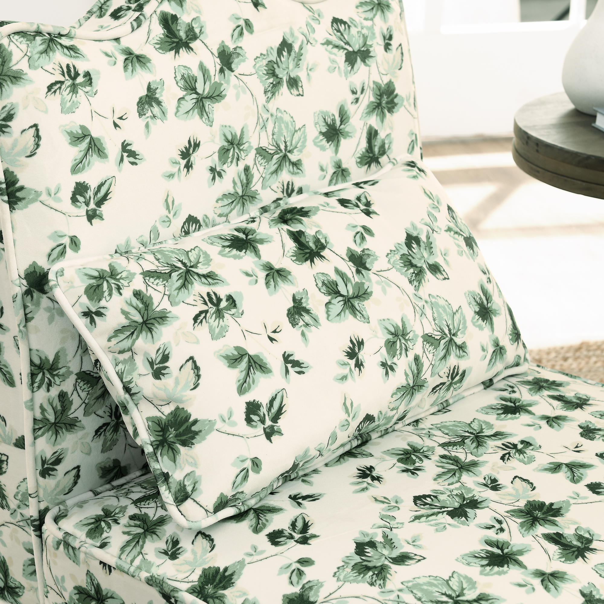 Flannel single dining chair with soft seat cushion and backrest, no armrests, matching pillow can be used as waist cushion, this dining chair can be used in the living room - GREEN - Image 5