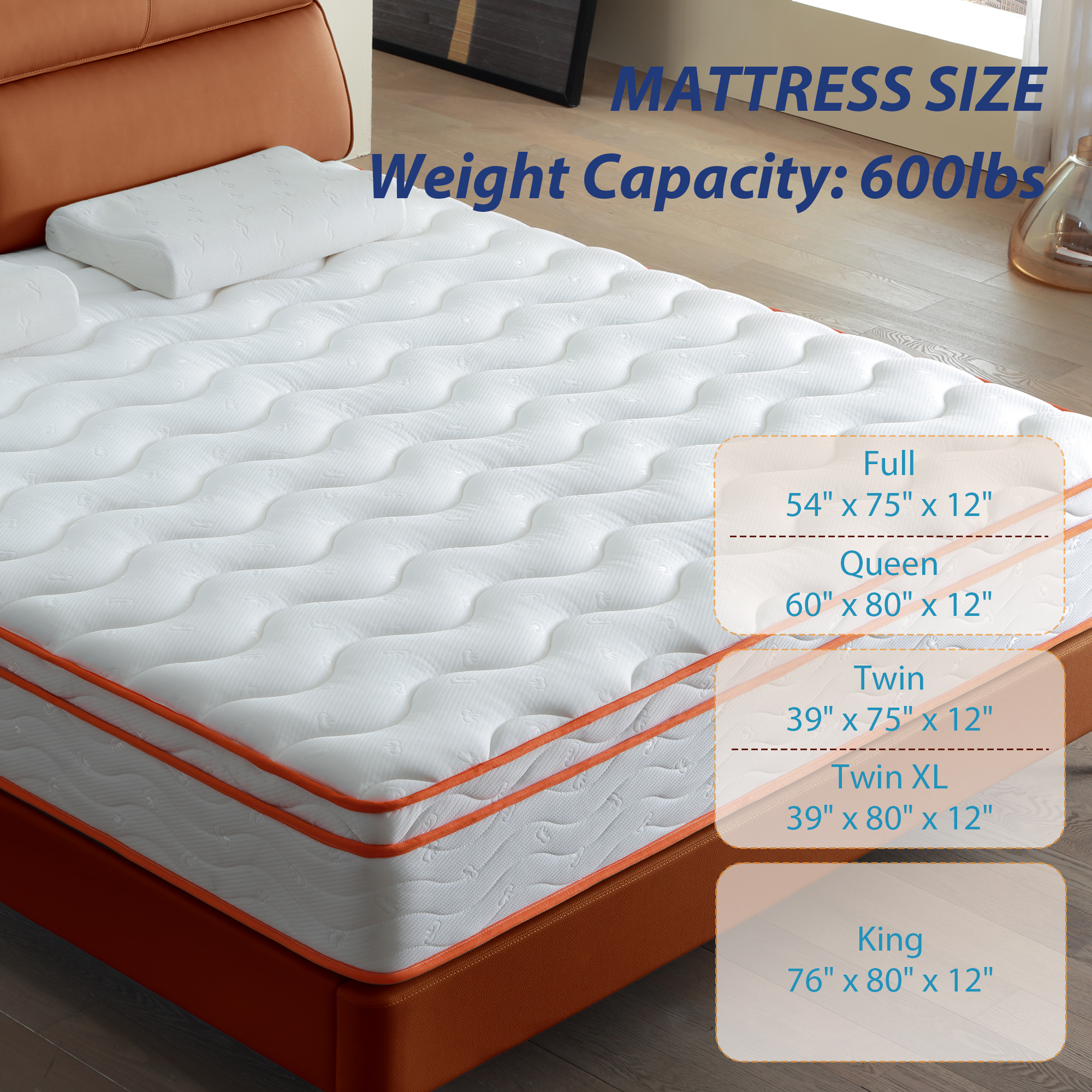 King Mattress, 12 Inch Hybrid Mattress Euro Top Medium Firm for Back & Lumbar Support, 100 Night Trial, Individual Pocket Spring Mattresses for Motion Isolation & Pressure Relief - Image 5