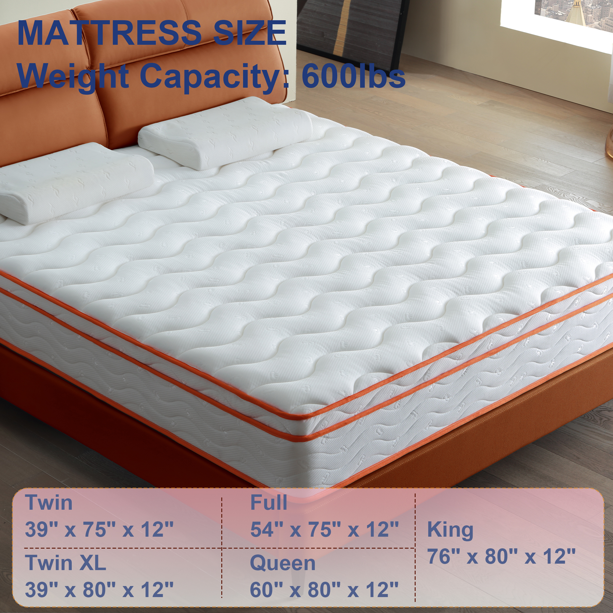 King Mattress, 12 Inch Hybrid Mattress Euro Top Medium Firm for Back & Lumbar Support, 100 Night Trial, Individual Pocket Spring Mattresses for Motion Isolation & Pressure Relief - Image 6