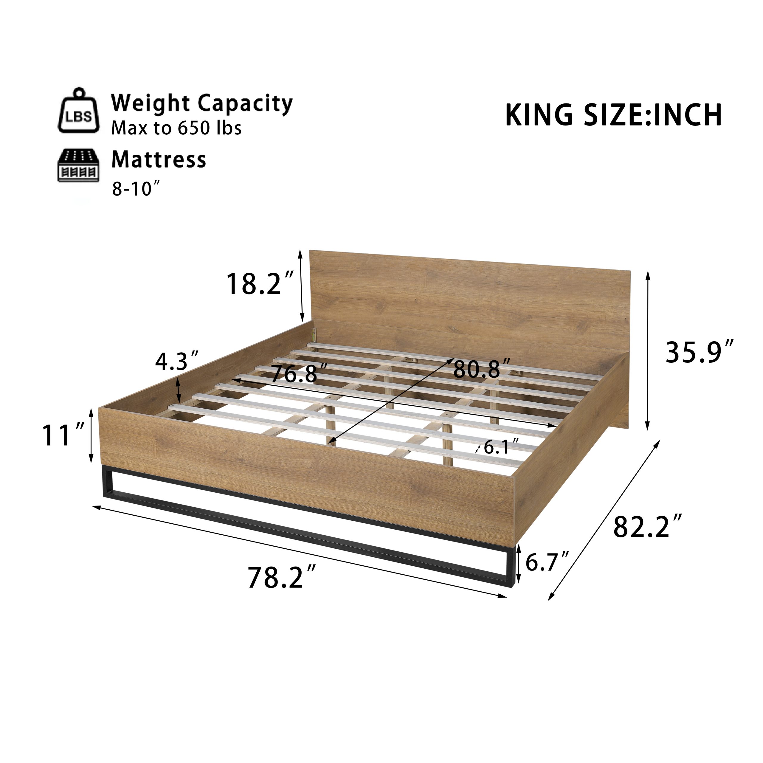 ENGINEERED WOOD BED FRAME KING SIZE,NATURAL & BLACK COLOR - Image 3