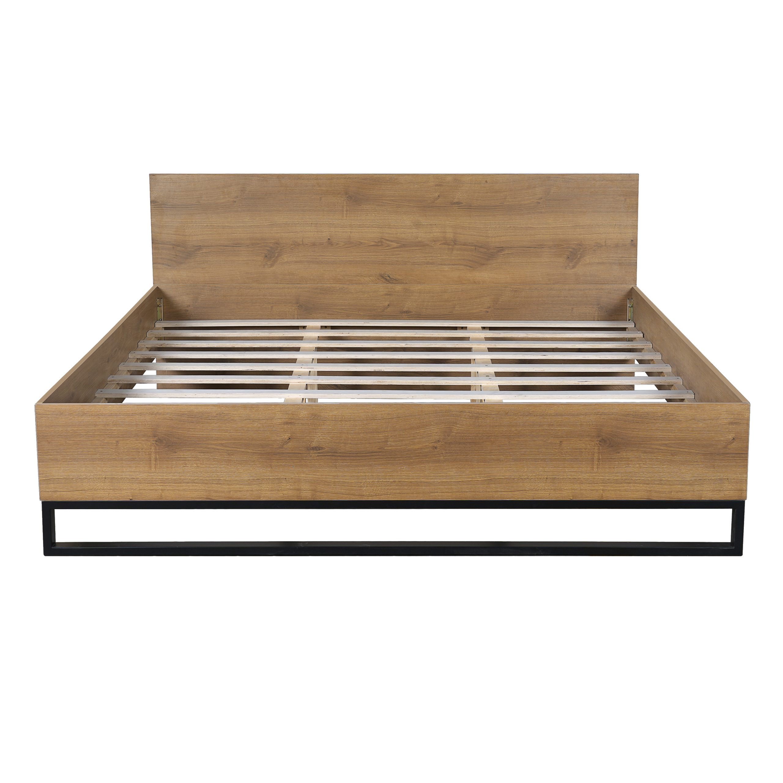 ENGINEERED WOOD BED FRAME KING SIZE,NATURAL & BLACK COLOR - Image 5