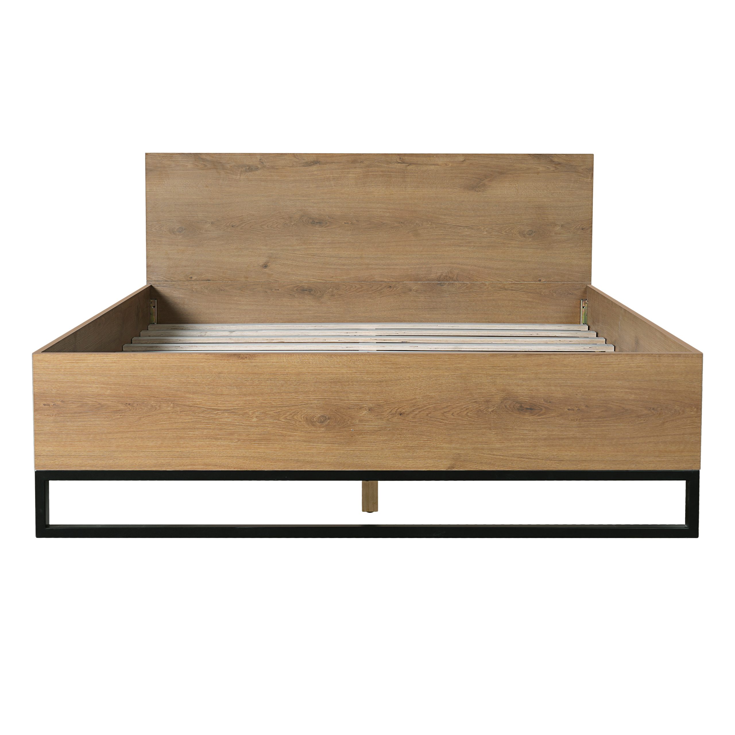 ENGINEERED WOOD BED FRAME QUEEN SIZE,NATURAL & BLACK COLOR - Image 4